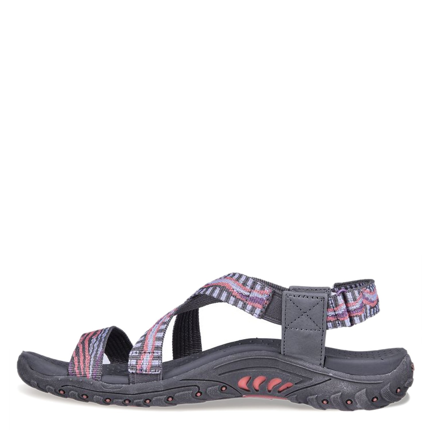 Peltz Shoes  Women's Skechers Reggae - Stay Together Sandal GREY / PURPLE 163303-GYPR