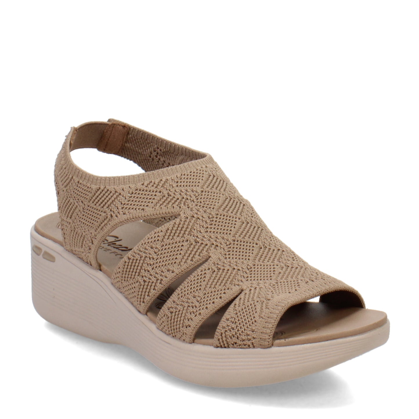 Peltz Shoes  Women's Skechers Pier Lite - Crochet Sandal Mocha 163394-MOC