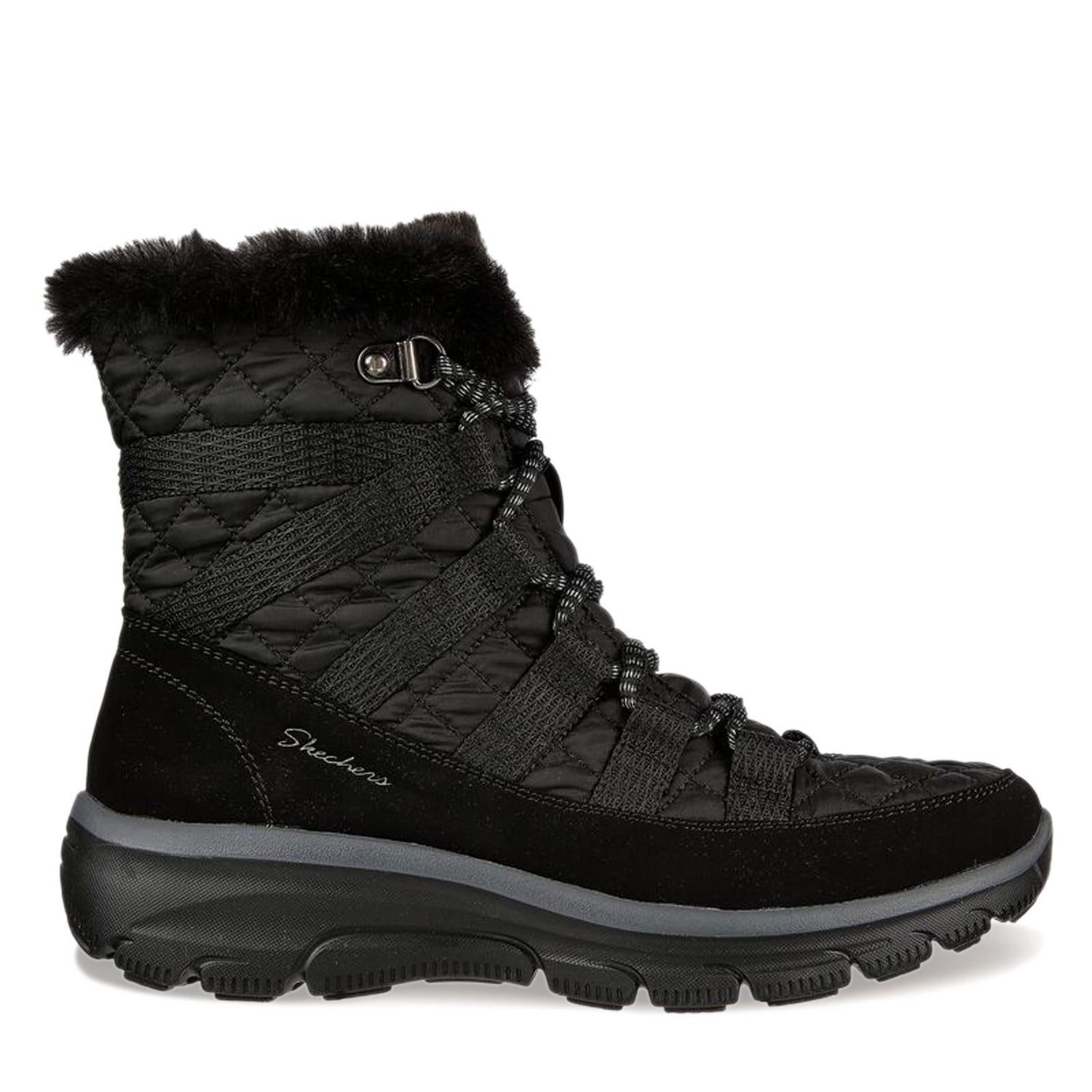 Peltz Shoes  Women's Skechers Relaxed Fit: Easy Going - Moro Street Boot Black 167204-BLK