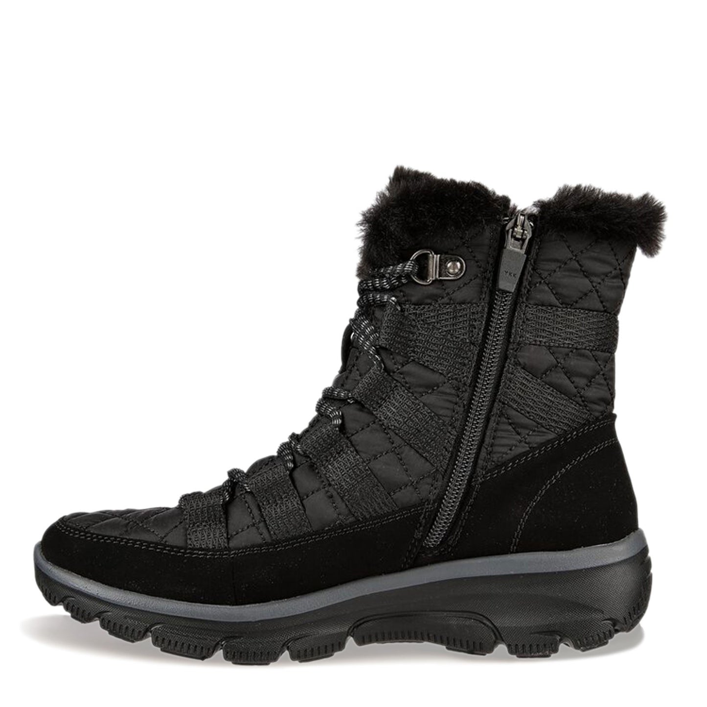 Peltz Shoes  Women's Skechers Relaxed Fit: Easy Going - Moro Street Boot Black 167204-BLK