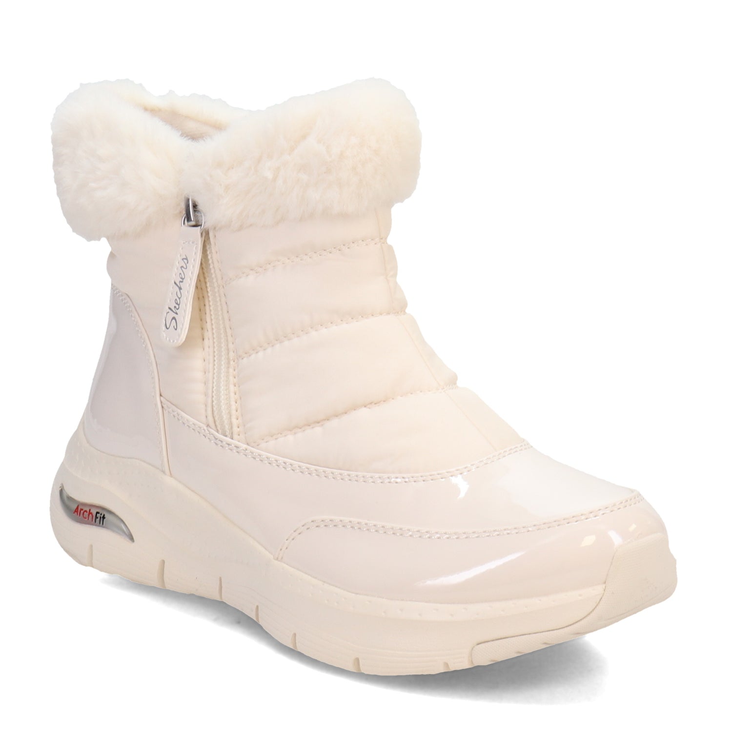 Peltz Shoes  Women's Skechers Arch Fit - Cool Puff Boot Winter White 167252-WWHT