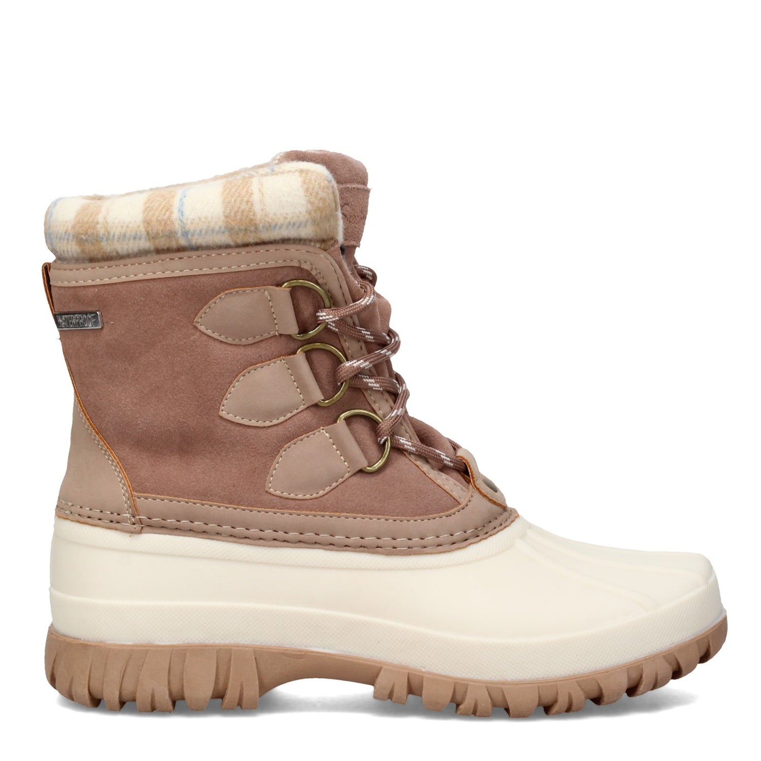 Peltz Shoes  Women's Skechers Windom - Plaid Town Boot NATURAL PINK 167284-NTPK