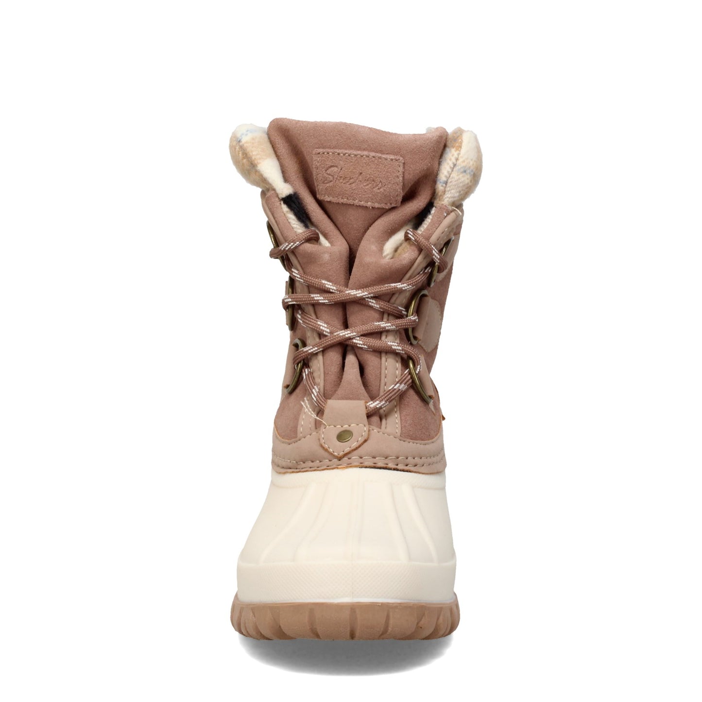 Peltz Shoes  Women's Skechers Windom - Plaid Town Boot NATURAL PINK 167284-NTPK