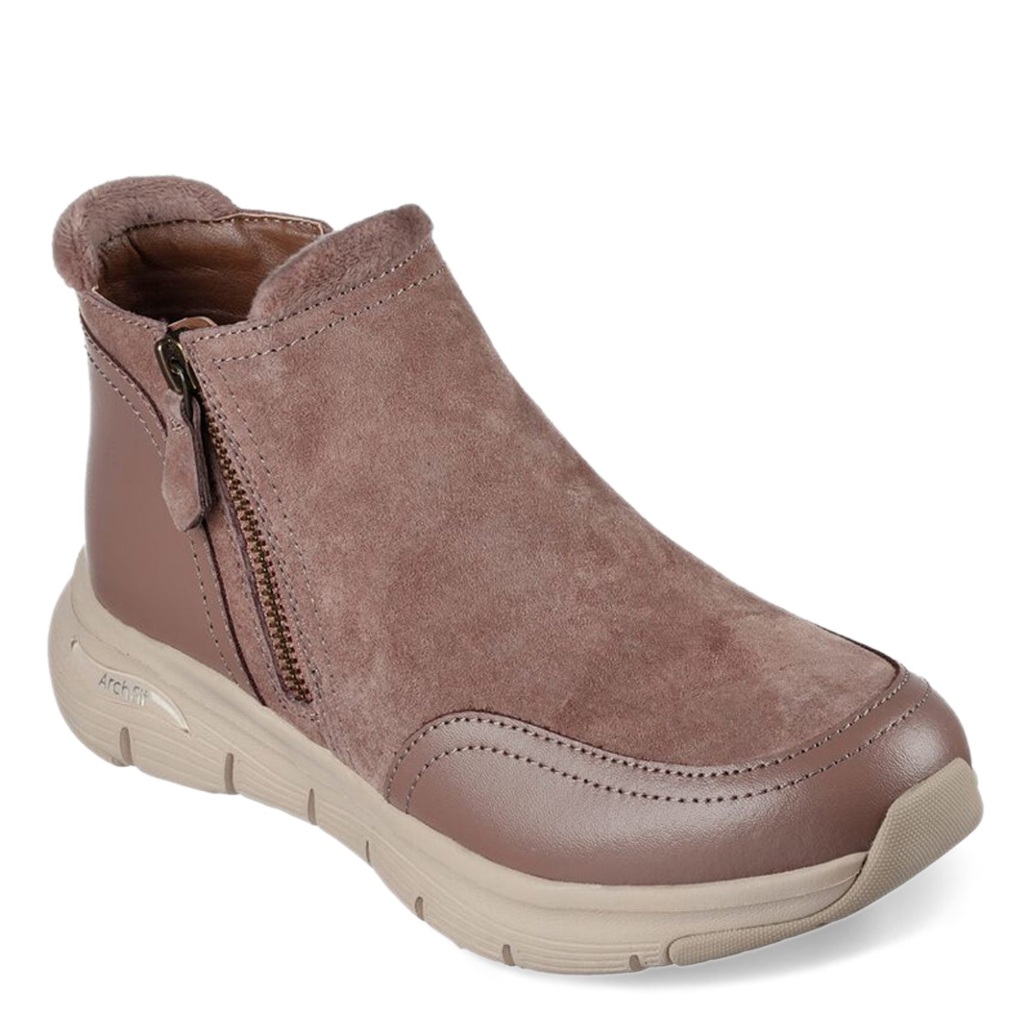 Peltz Shoes  Women's Skechers Arch Fit Smooth - Modest Boot MUSHROOM 167366-MUSH