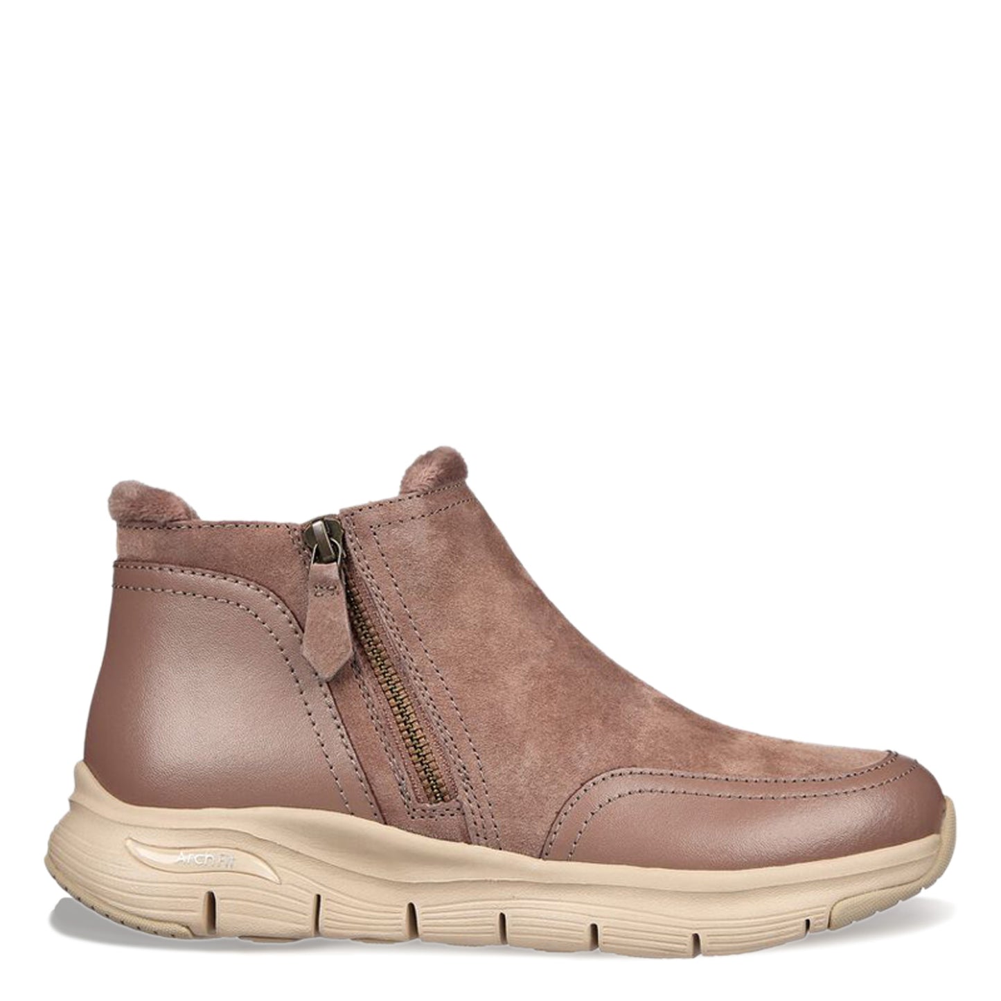 Peltz Shoes  Women's Skechers Arch Fit Smooth - Modest Boot MUSHROOM 167366-MUSH
