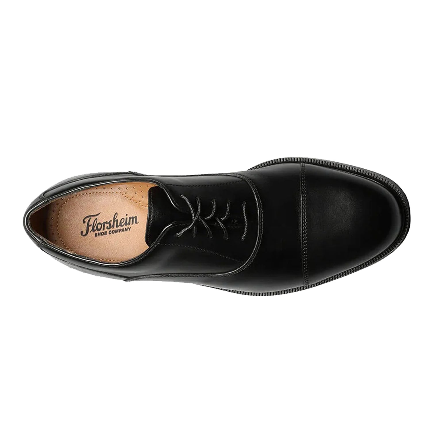 Peltz Shoes  Men's Florsheim Dailey Cap Toe Oxford BLACK 17057-01