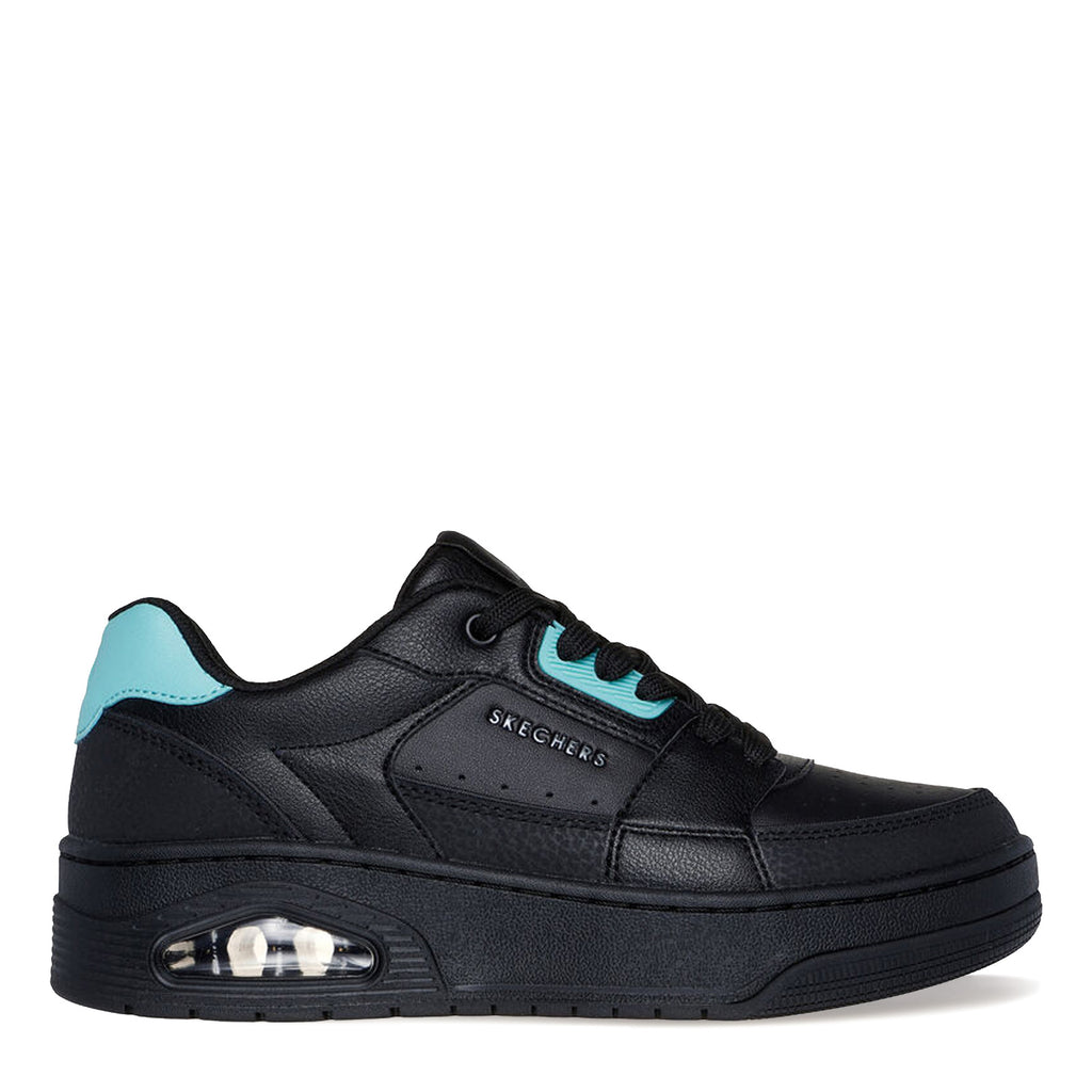 Women's Skechers Street Uno Court - Courted Style Sneaker BLACK TURQUOISE 177710-BKTQ