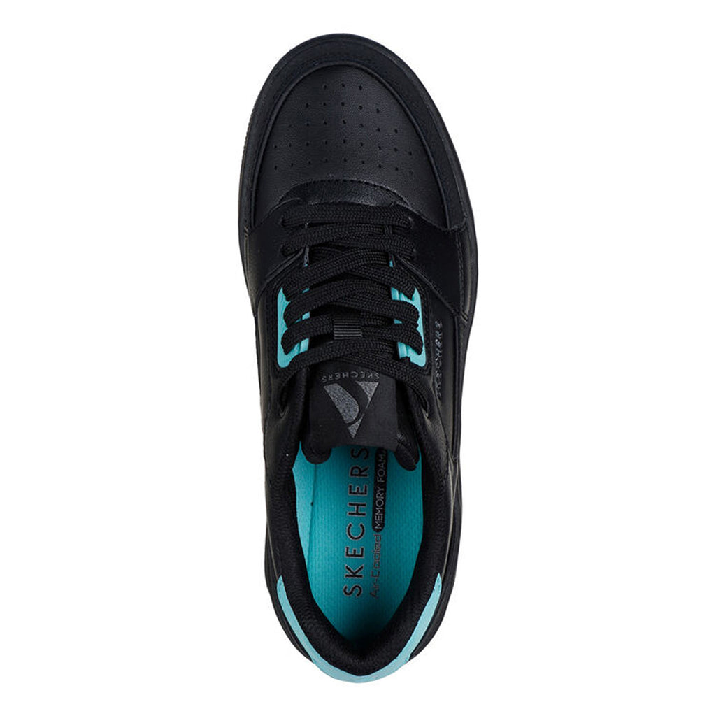 Women's Skechers Street Uno Court - Courted Style Sneaker BLACK TURQUOISE 177710-BKTQ