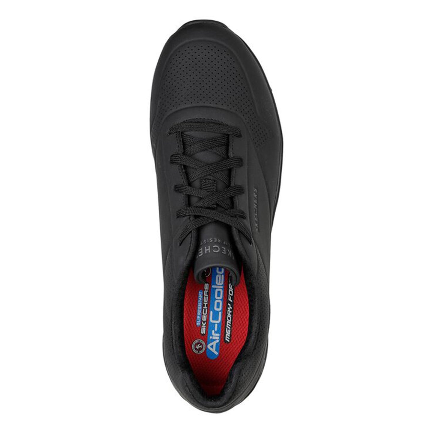 Peltz Shoes  Men's Skechers Work Relaxed Fit: Uno SR - Sutal Sneaker - Wide Width Black 200054W-BLK