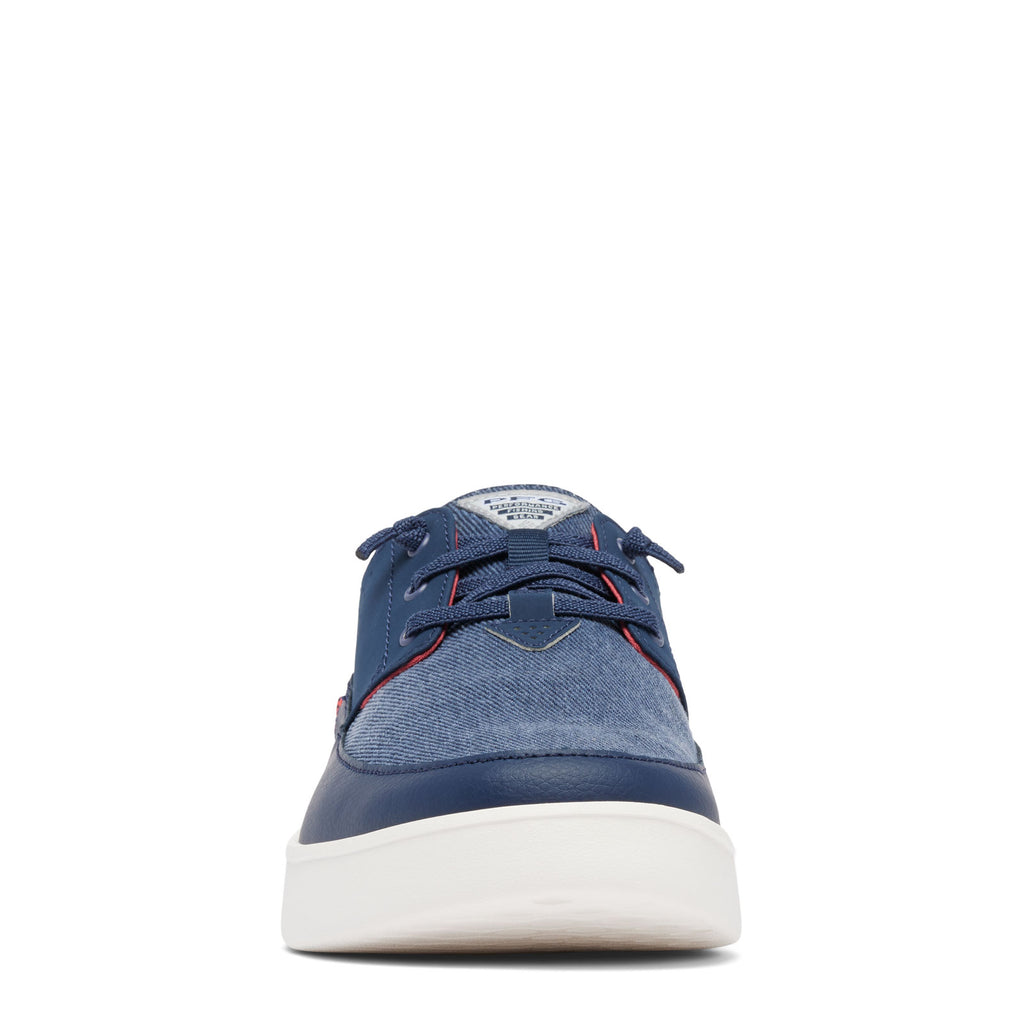 Men's Columbia Boatside Relaxed PFG Slip-On Shoe - Wide Width COLLEGIATE NAVY SUNSET RED 2063072-464