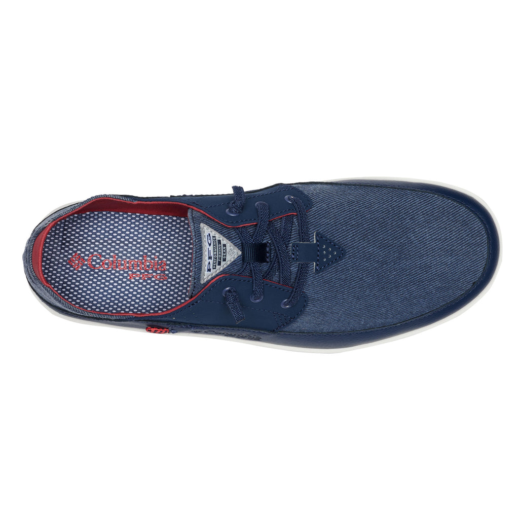 Men's Columbia Boatside Relaxed PFG Slip-On Shoe - Wide Width COLLEGIATE NAVY SUNSET RED 2063072-464