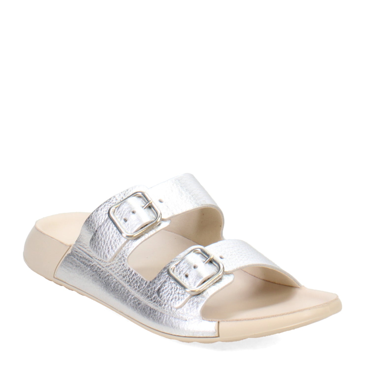 Peltz Shoes  Women's Ecco 2nd Cozmo 2 Band Buckle Sandal SILVER 206833-01682