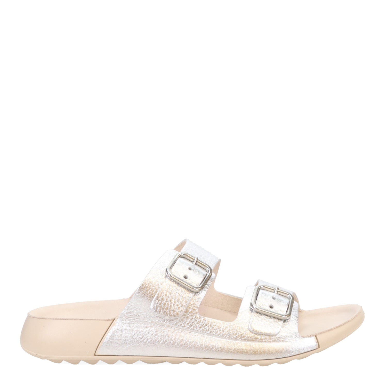 Peltz Shoes  Women's Ecco 2nd Cozmo 2 Band Buckle Sandal SILVER 206833-01682