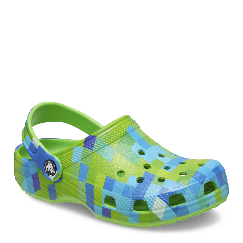Boy's Crocs, Classic Digi Block Clog - Little Kid & Big Kid GREEN SLIME 209696-3WA