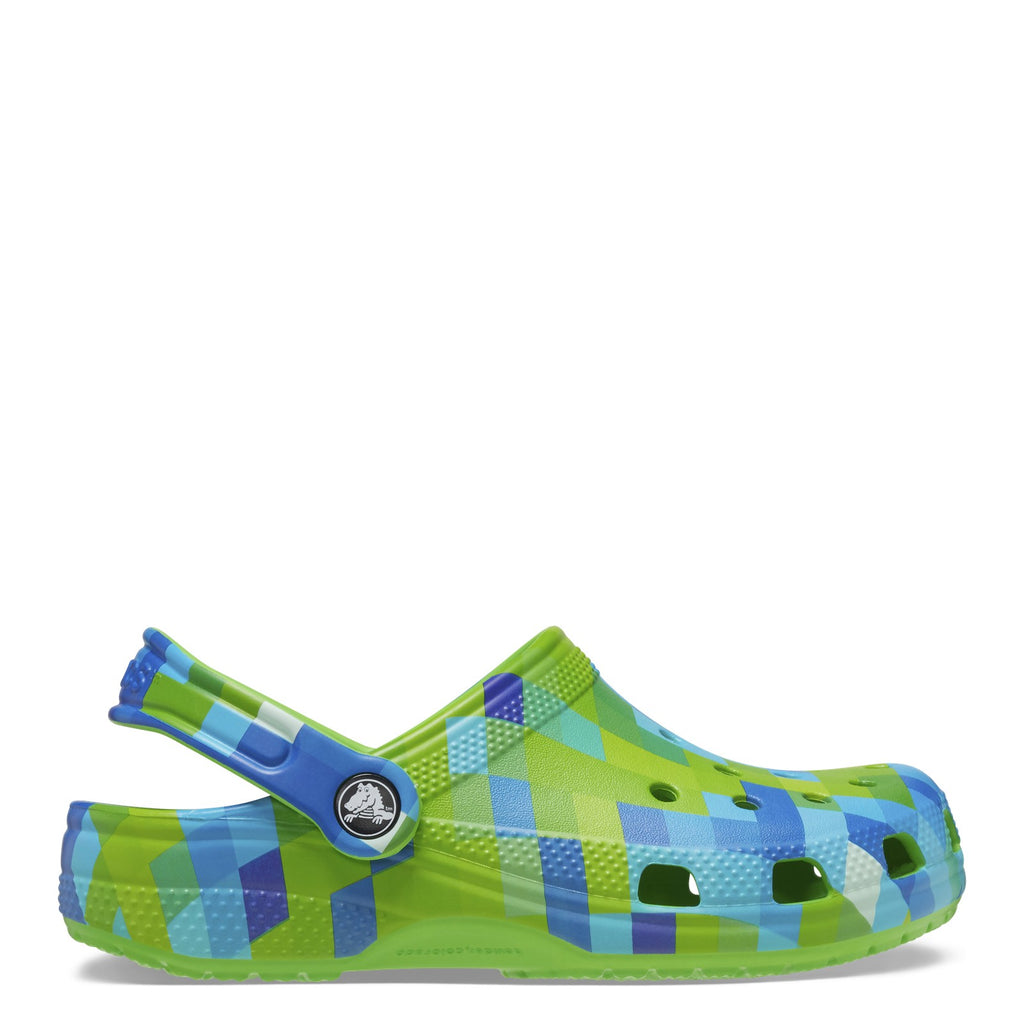 Boy's Crocs, Classic Digi Block Clog - Little Kid & Big Kid GREEN SLIME 209696-3WA
