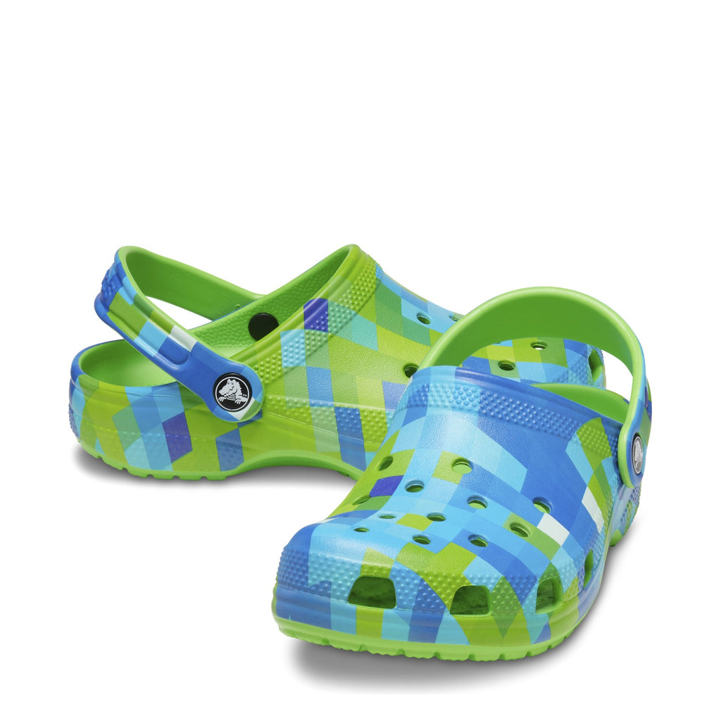 Boy's Crocs, Classic Digi Block Clog - Little Kid & Big Kid GREEN SLIME 209696-3WA