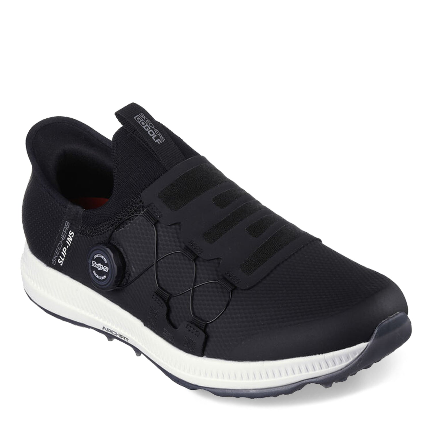 Peltz Shoes  Men's Skechers GOgolf: Elite 5 - Slip 'In Golf Shoe Black/White 214066-BKW