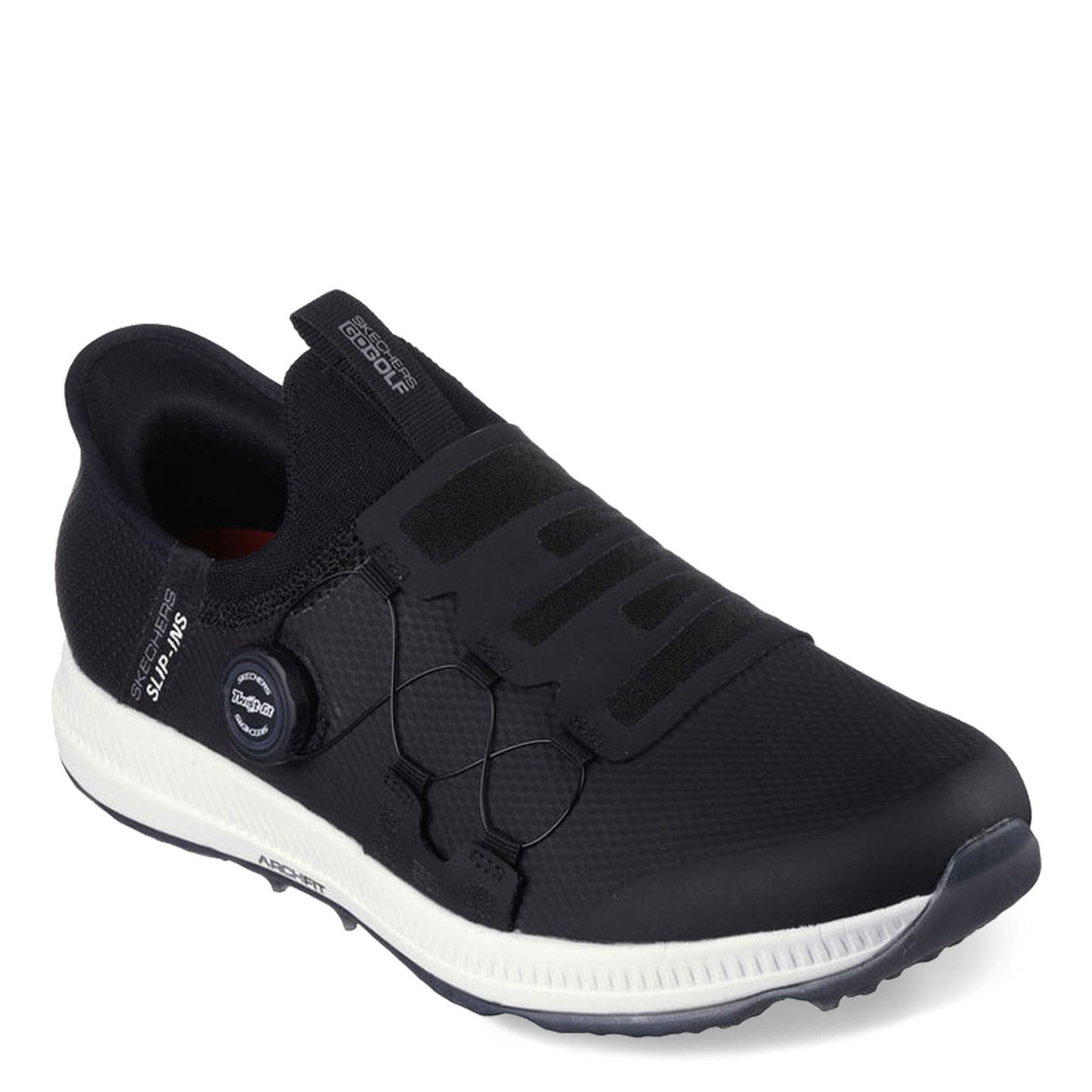 Peltz Shoes  Men's Skechers GOgolf: Elite 5 - Slip 'In Golf Shoe - X-Wide Width Black/White 214066WW-BKW