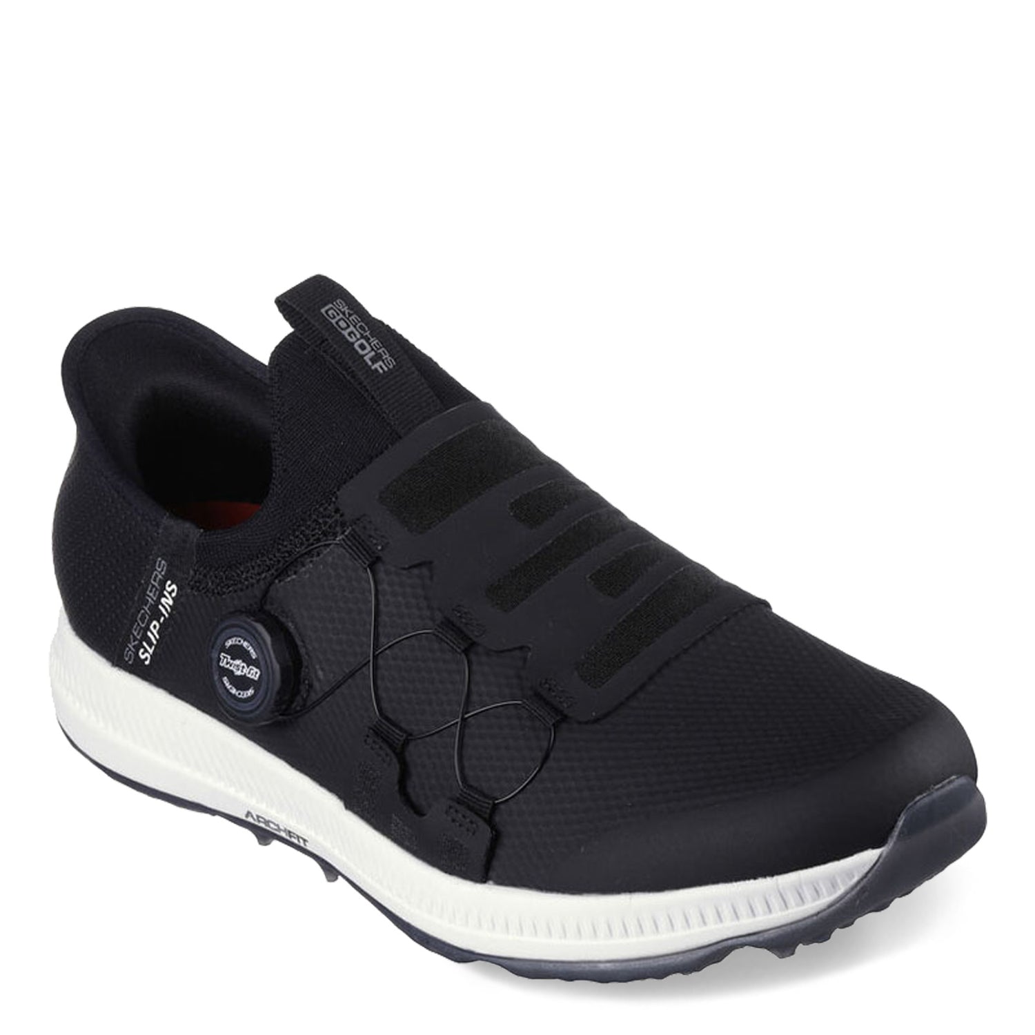 Peltz Shoes  Men's Skechers GOgolf: Elite 5 - Slip 'In Golf Shoe - X-Wide Width Black/White 214066WW-BKW