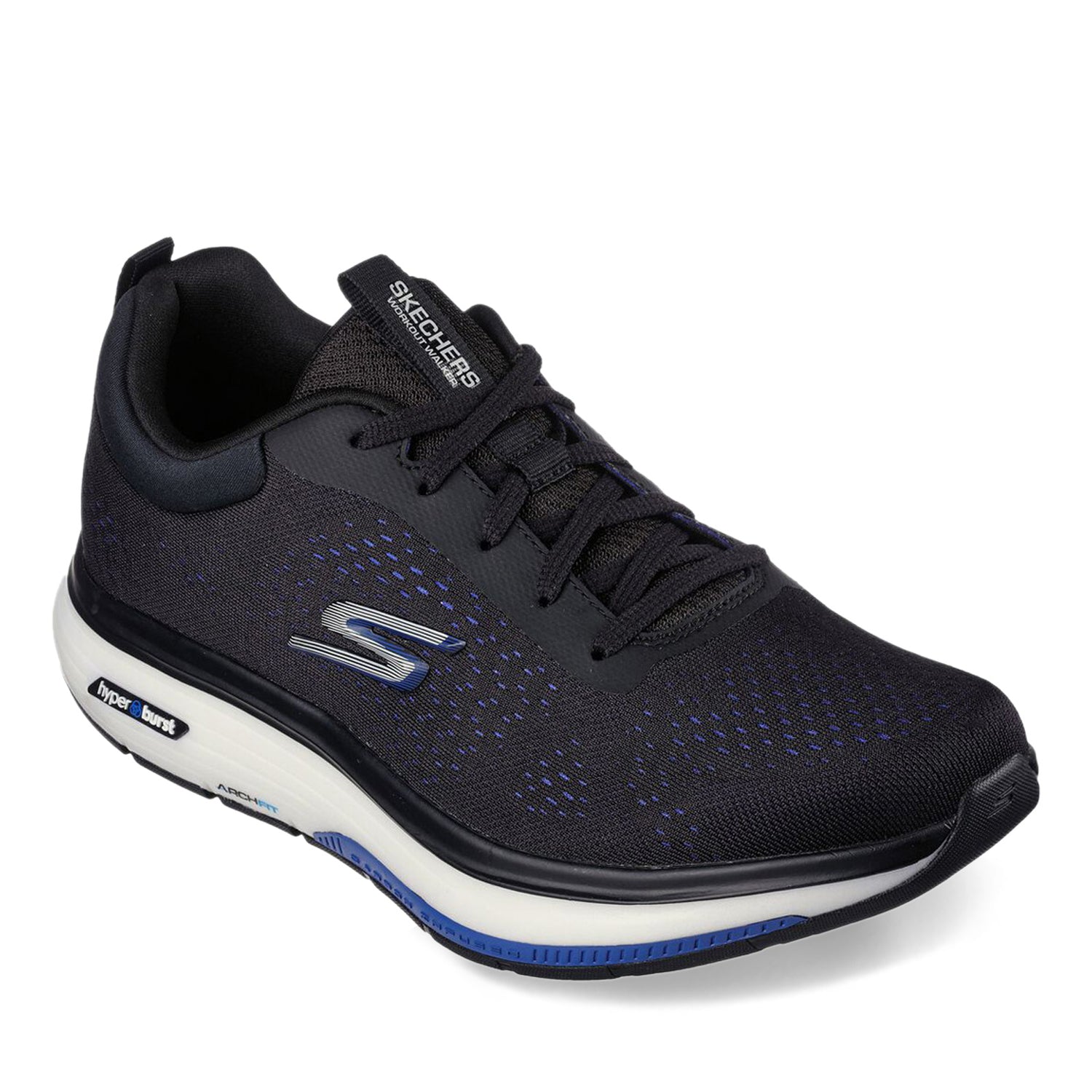 Peltz Shoes  Men's Skechers GO Walk Arch Fit Workout Walker - Outpace Sneaker BLACK / BLUE 216244-BKBL