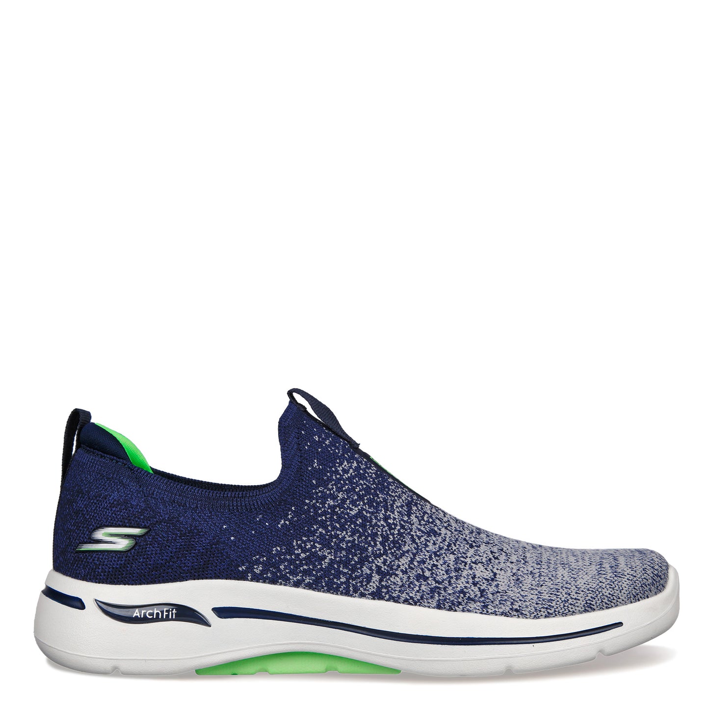 Peltz Shoes  Men's Skechers GO WALK Arch Fit - Linear Axis Sneaker NAVY LIME 216256-NVLM
