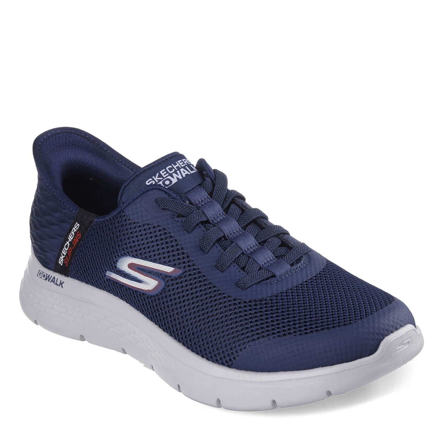 Peltz Shoes  Men's Skechers Slip-ins: GO WALK Flex - Hands Up Walking Shoe - Wide Width Navy and Grey 216324WW-NVY