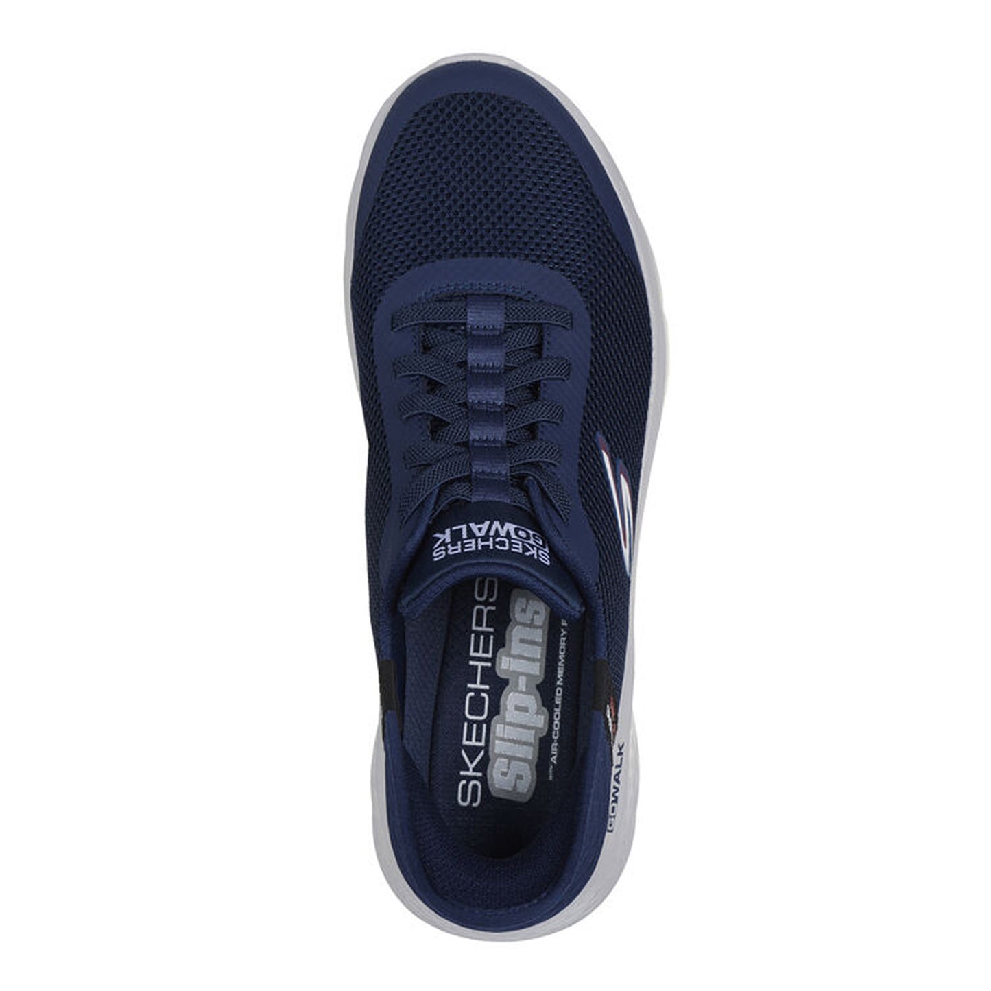 Peltz Shoes  Men's Skechers Slip-ins: GO WALK Flex - Hands Up Walking Shoe - Wide Width Navy and Grey 216324WW-NVY
