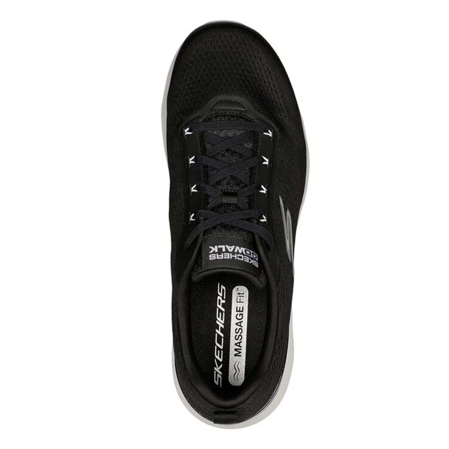 Peltz Shoes  Men's Skechers GO WALK Massage Fit Sneaker BLACK WHITE 216404-BKW