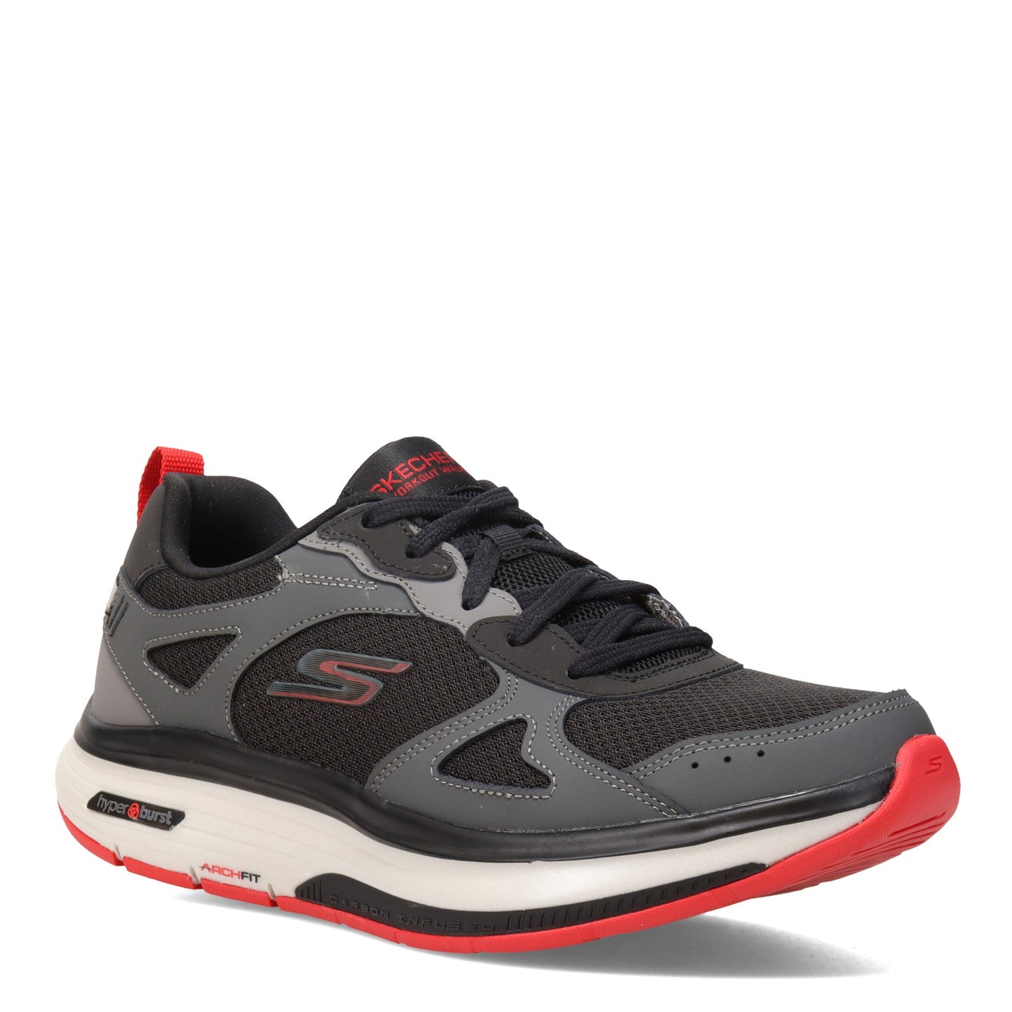 Peltz Shoes  Men's Skechers GO WALK Arch Fit Workout Walker BLACK GREY 216441-BKGY