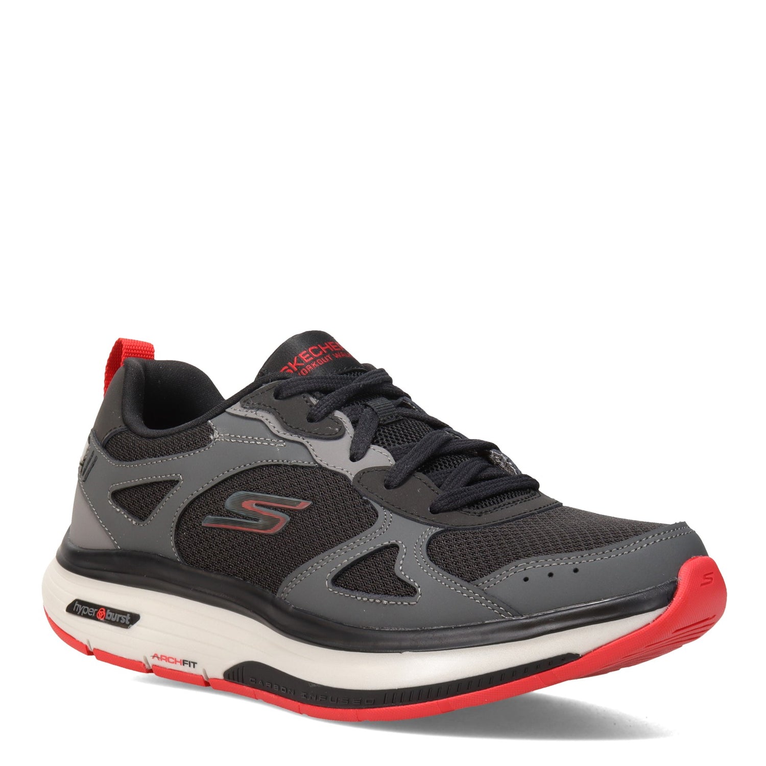 Peltz Shoes  Men's Skechers GO WALK Arch Fit Workout Walker BLACK GREY 216441-BKGY