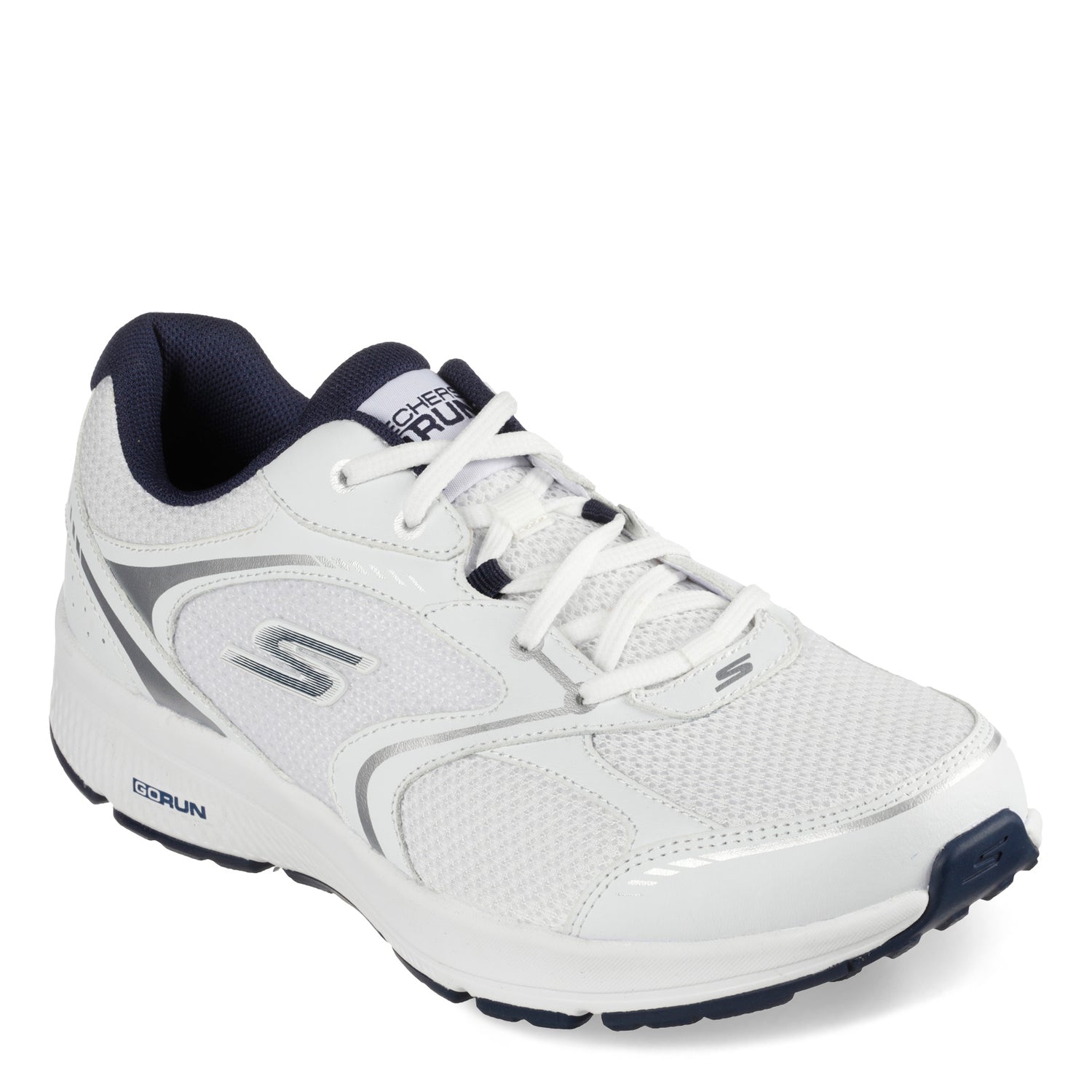 Peltz Shoes  Men's Skechers GO RUN Consistent – Specie Running Shoe - Wide Width White Navy 220371WW-WNV
