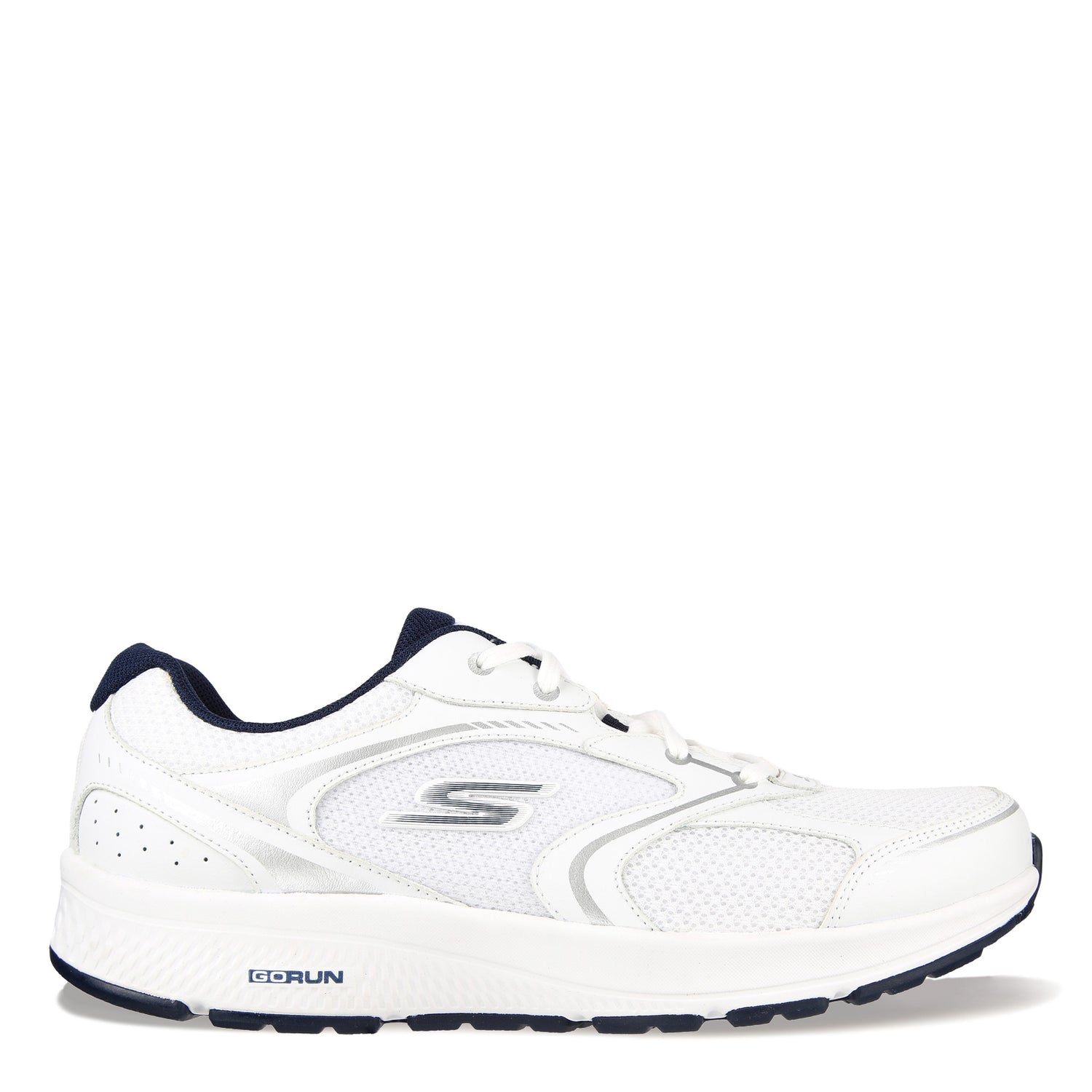 Peltz Shoes  Men's Skechers GO RUN Consistent – Specie Running Shoe - Wide Width White Navy 220371WW-WNV