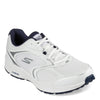 Peltz Shoes  Men's Skechers GO RUN Consistent – Specie Running Shoe - Wide Width White Navy 220371WW-WNV