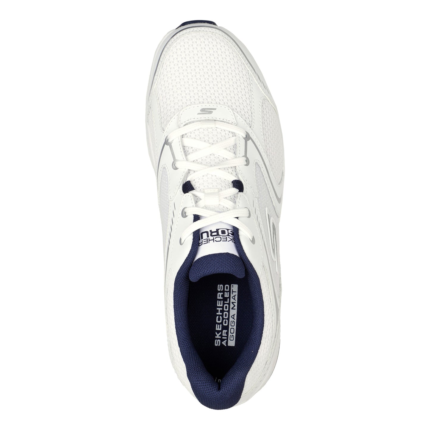 Peltz Shoes  Men's Skechers GO RUN Consistent – Specie Running Shoe - Wide Width White Navy 220371WW-WNV