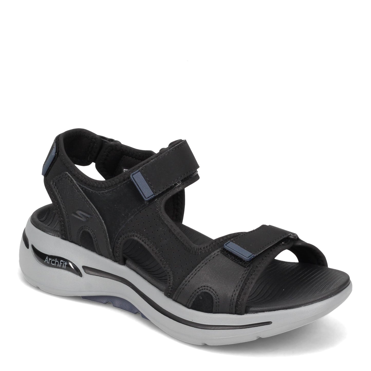 Peltz Shoes  Men's Skechers GOwalk Arch Fit - Mission Sandal BLACK NAVY 229021-BKNV