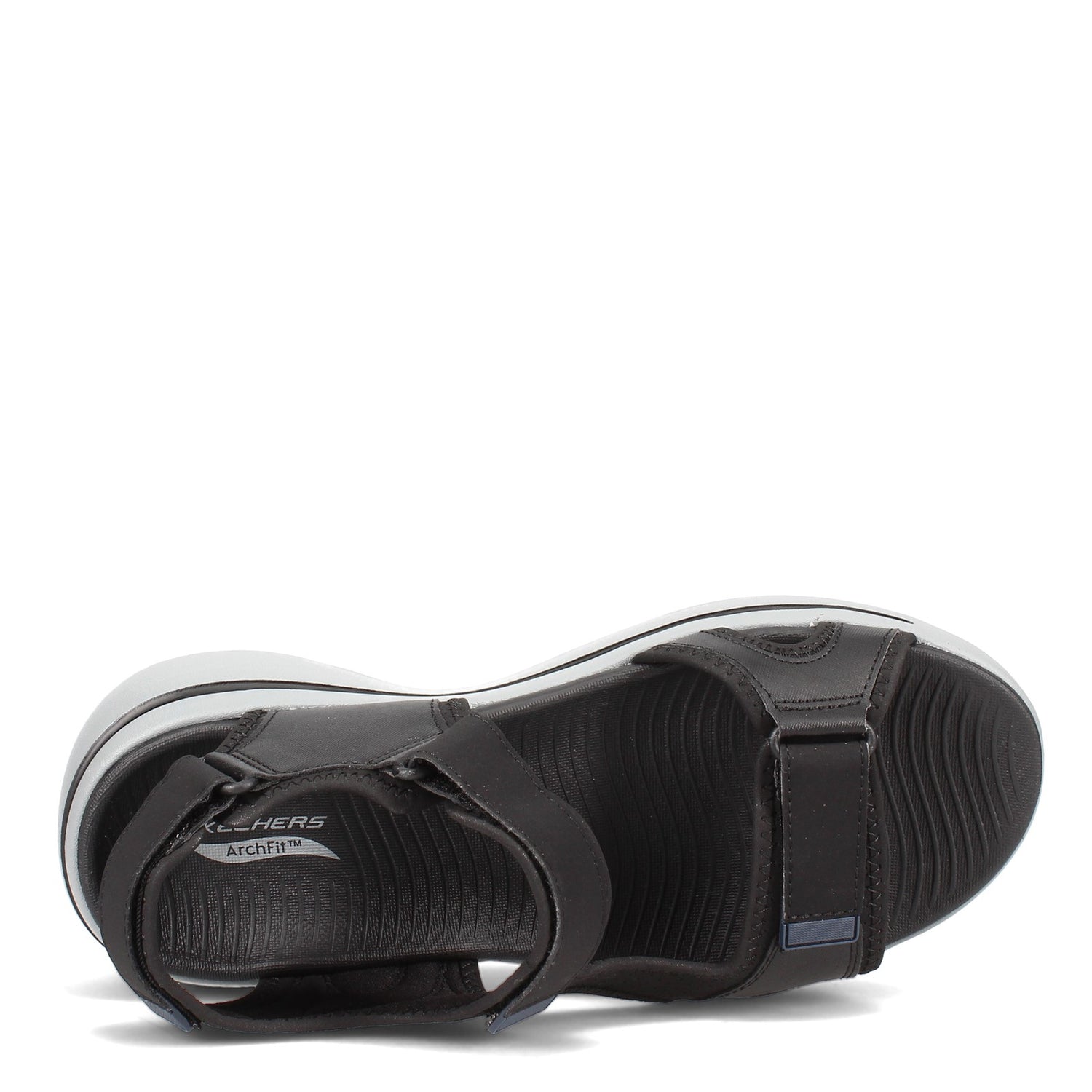 Peltz Shoes  Men's Skechers GOwalk Arch Fit - Mission Sandal BLACK NAVY 229021-BKNV