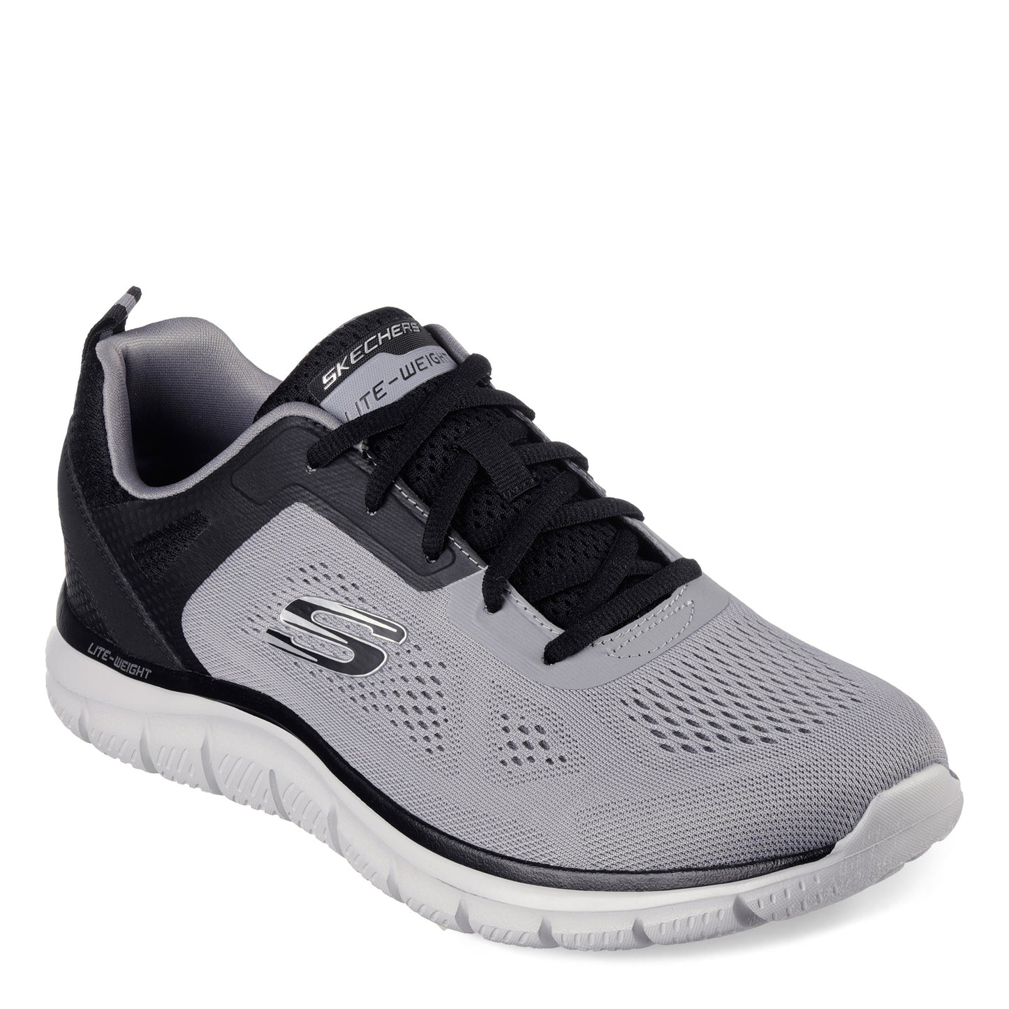 Peltz Shoes  Men's Skechers Track – Broader Sneaker - Wide Width Grey Black 232698W-GYBK