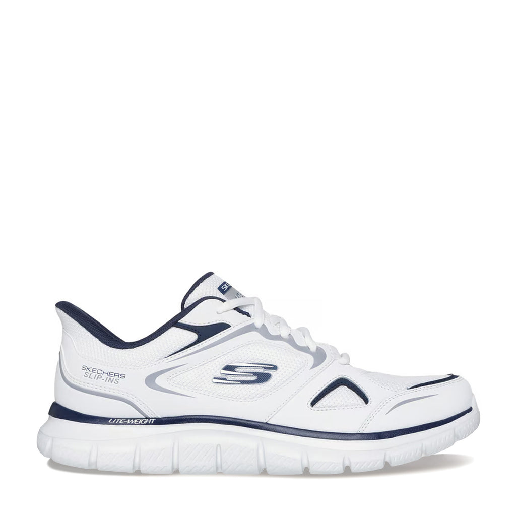 Men's Skechers Slip-ins: Track - Ezral Sneaker - Wide Width WHITE/NAVY 233039W-WNV