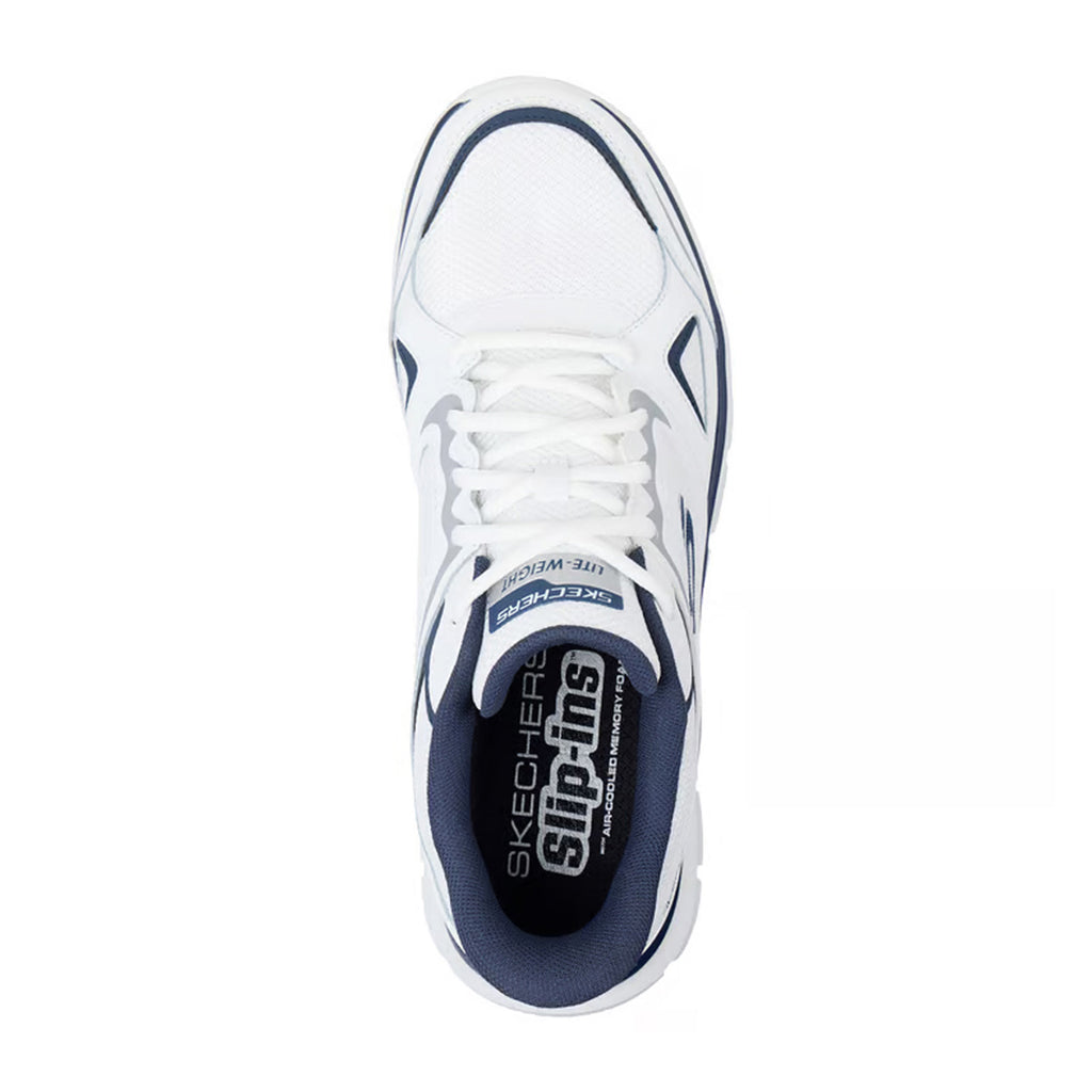 Men's Skechers Slip-ins: Track - Ezral Sneaker - Wide Width WHITE/NAVY 233039W-WNV
