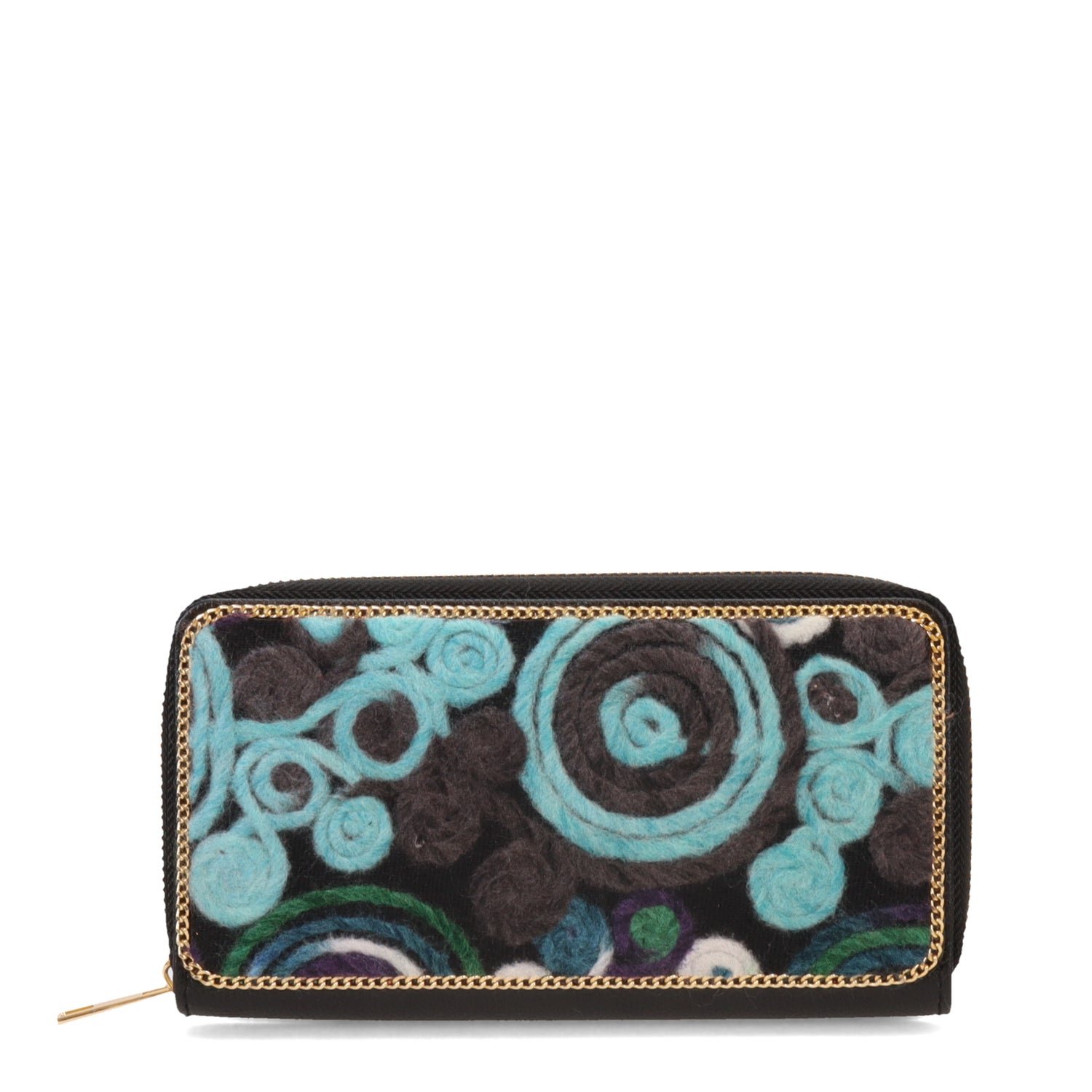 Peltz Shoes  Coco & Carmen Artisan Felt Wallet Blue 2348312A