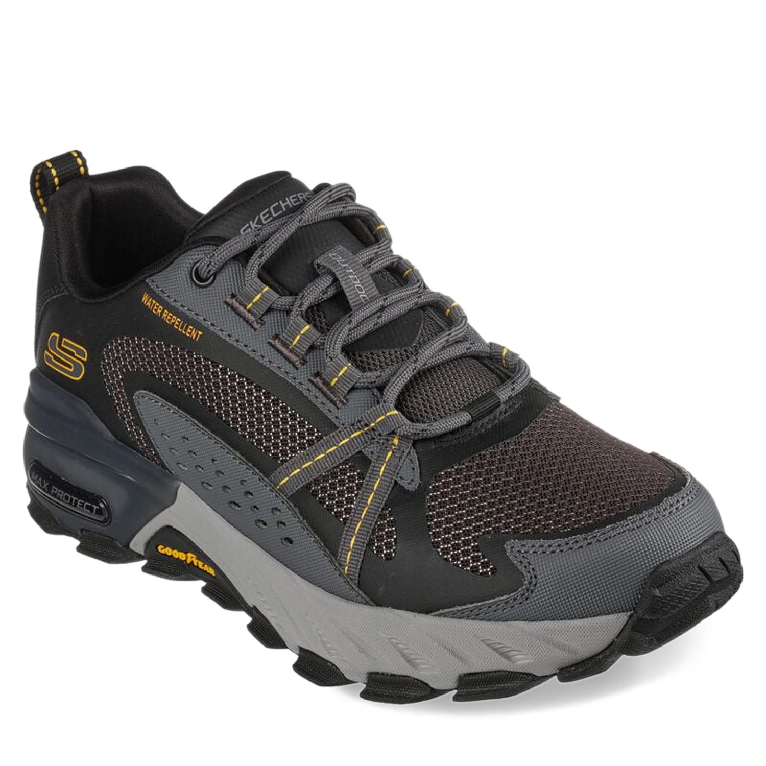 Peltz Shoes  Men's Skechers Max Protect Hiking Shoe Black/Charcoal 237303-BKCC