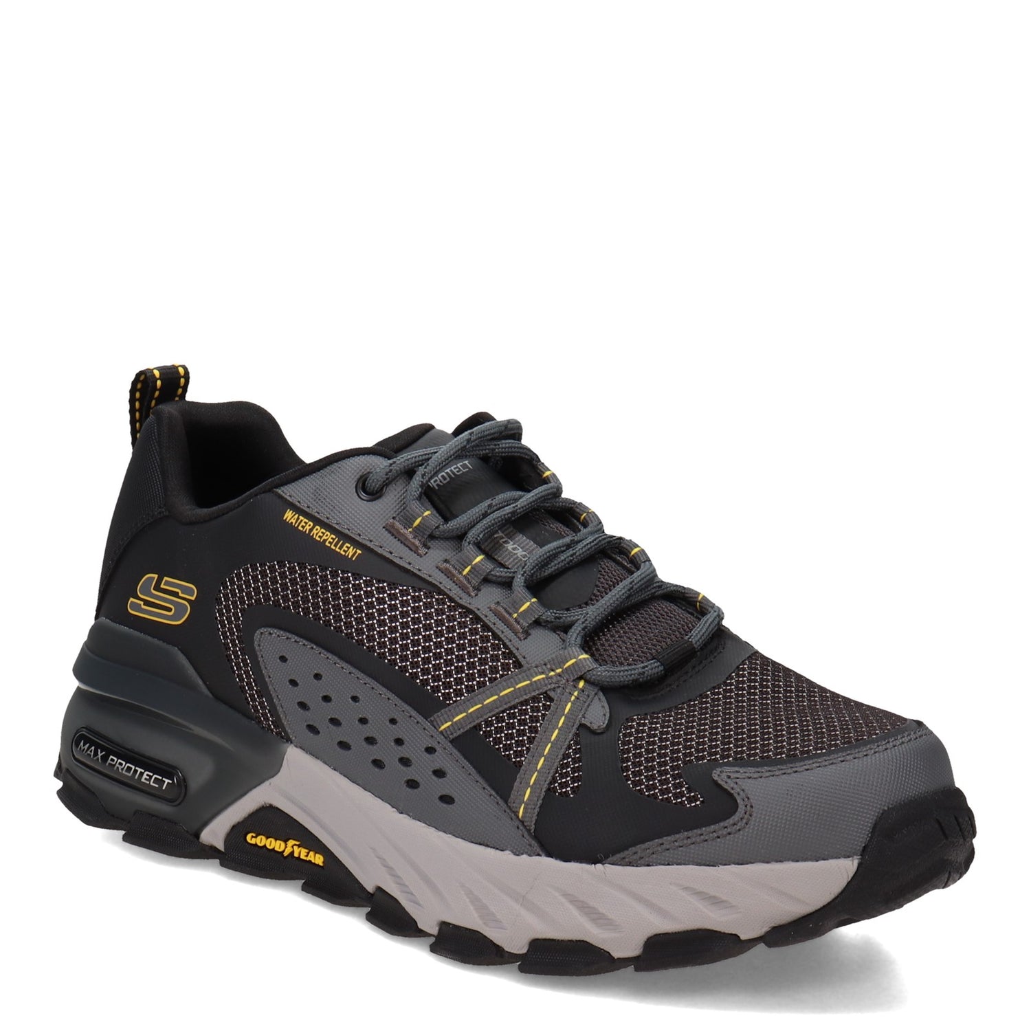 Peltz Shoes  Men's Skechers Max Protect Hiking Shoe - Wide Width Black/Charcoal 237303W-BKCC