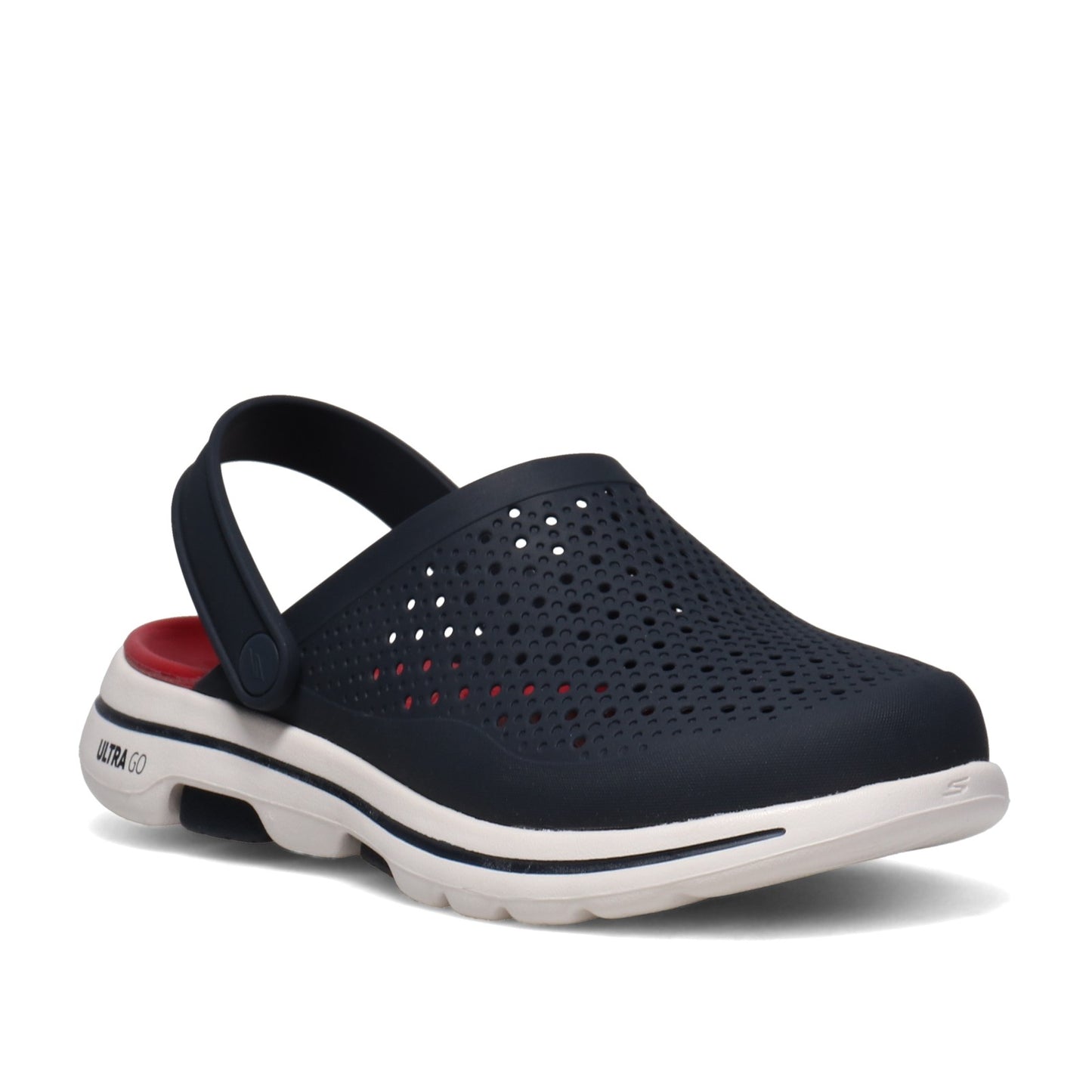 Peltz Shoes  Men's Skechers Foamies: GOwalk 5 - Astonished Clog Navy/Red 243002-NVRD