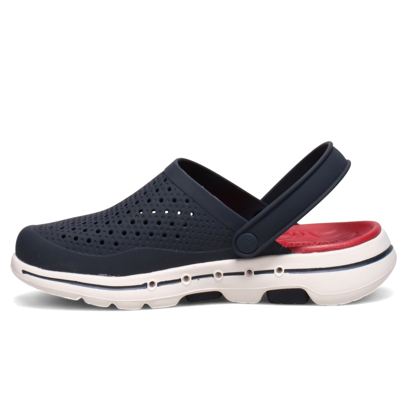 Peltz Shoes  Men's Skechers Foamies: GOwalk 5 - Astonished Clog Navy/Red 243002-NVRD