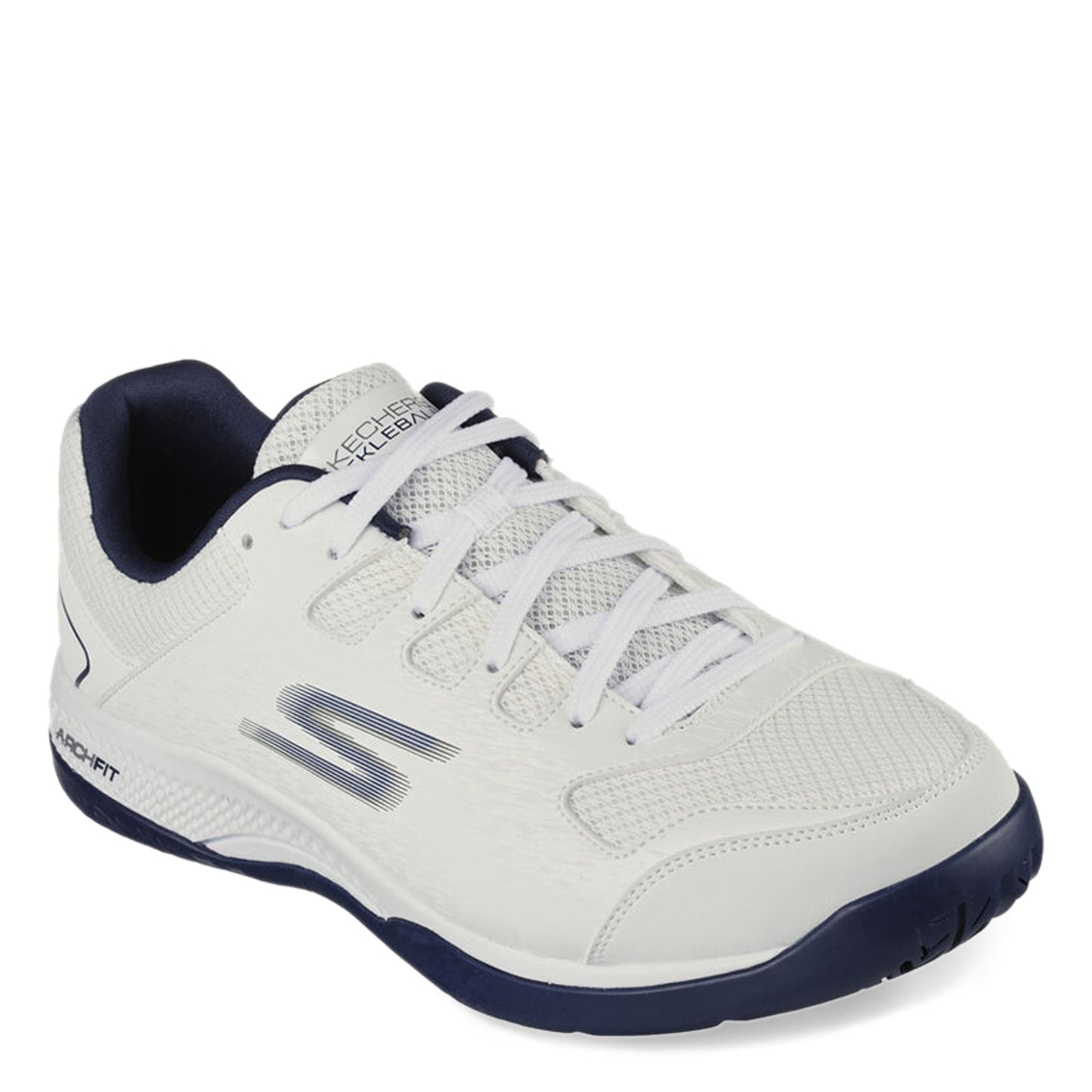 Peltz Shoes  Men's Skechers Relaxed Fit: Viper Court - Pickleball Shoe WHITE NAVY 246070-WNV