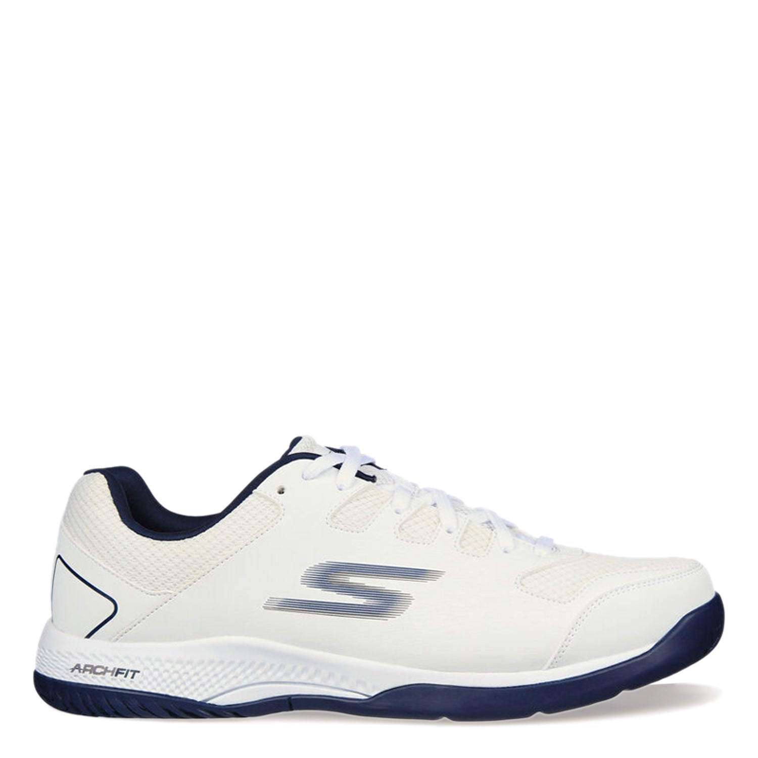 Peltz Shoes  Men's Skechers Relaxed Fit: Viper Court - Pickleball Shoe WHITE NAVY 246070-WNV