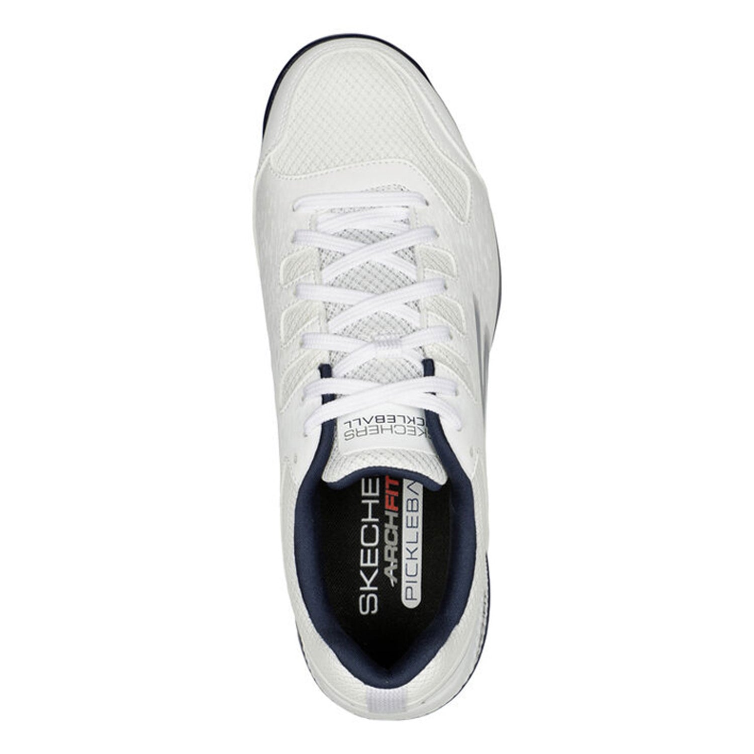 Peltz Shoes  Men's Skechers Relaxed Fit: Viper Court - Pickleball Shoe WHITE NAVY 246070-WNV