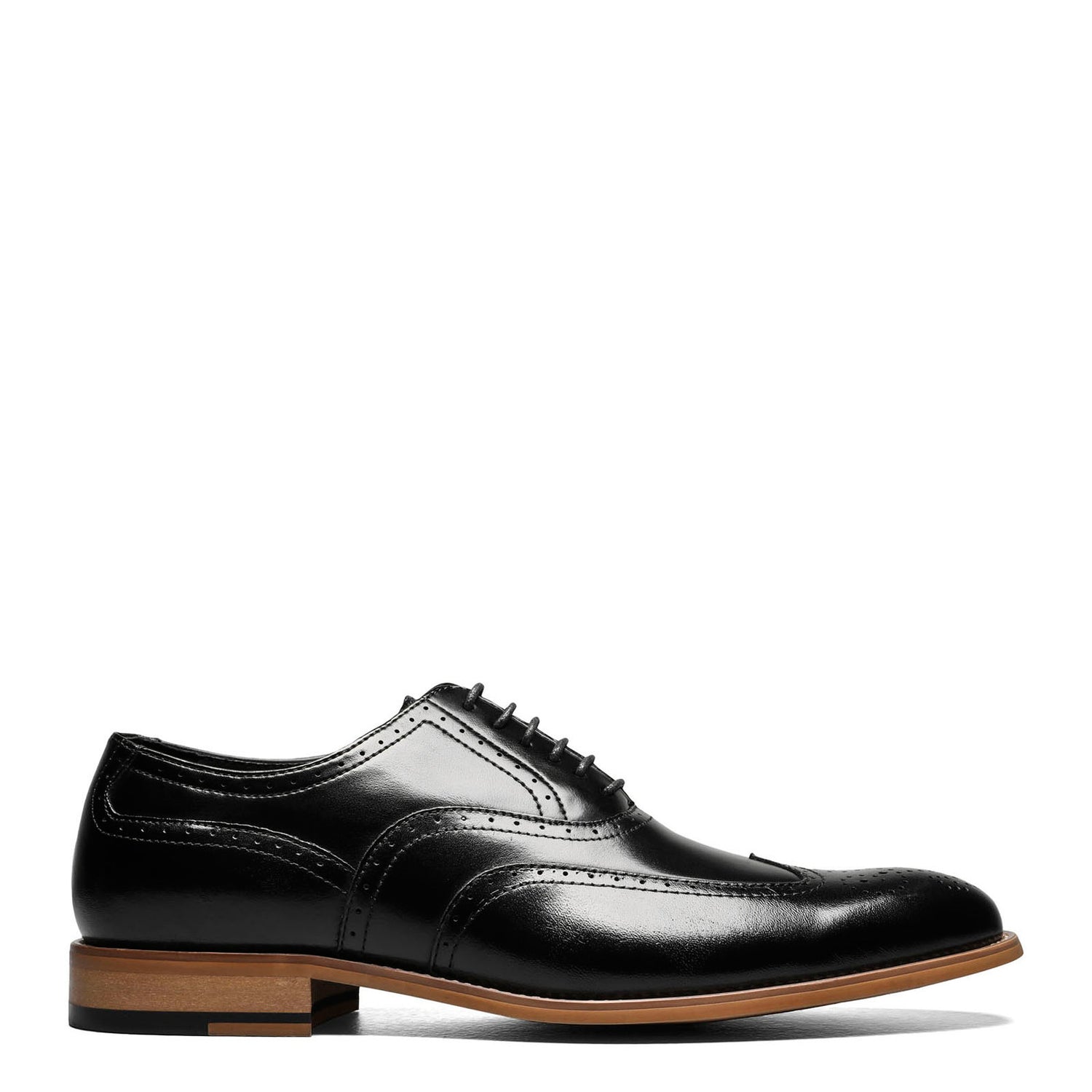 Peltz Shoes  Men's Stacy Adams Dunbar Wingtip Oxford BLACK 25064-001