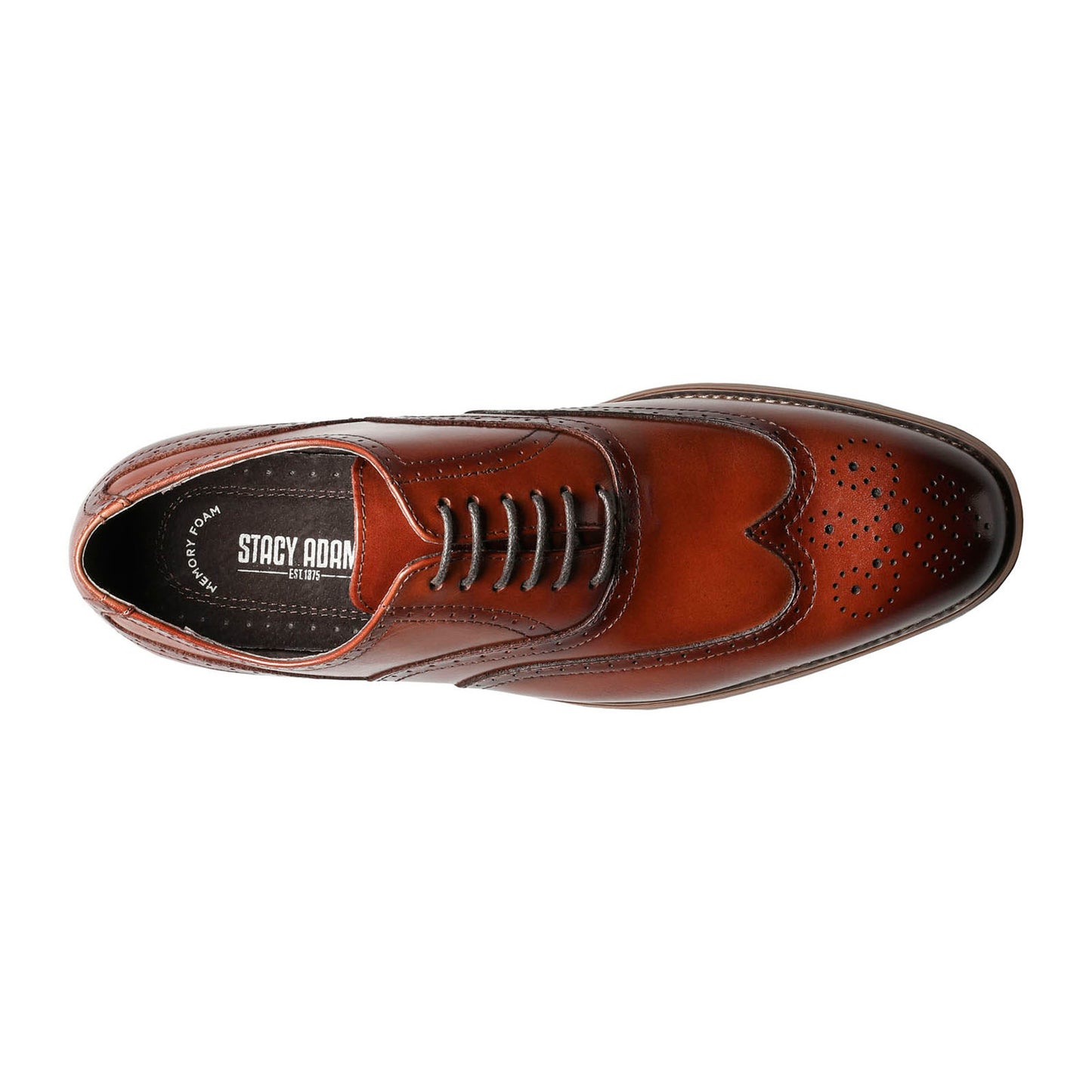 Peltz Shoes  Men's Stacy Adams Dunbar Wingtip Oxford COGNAC 25064-221