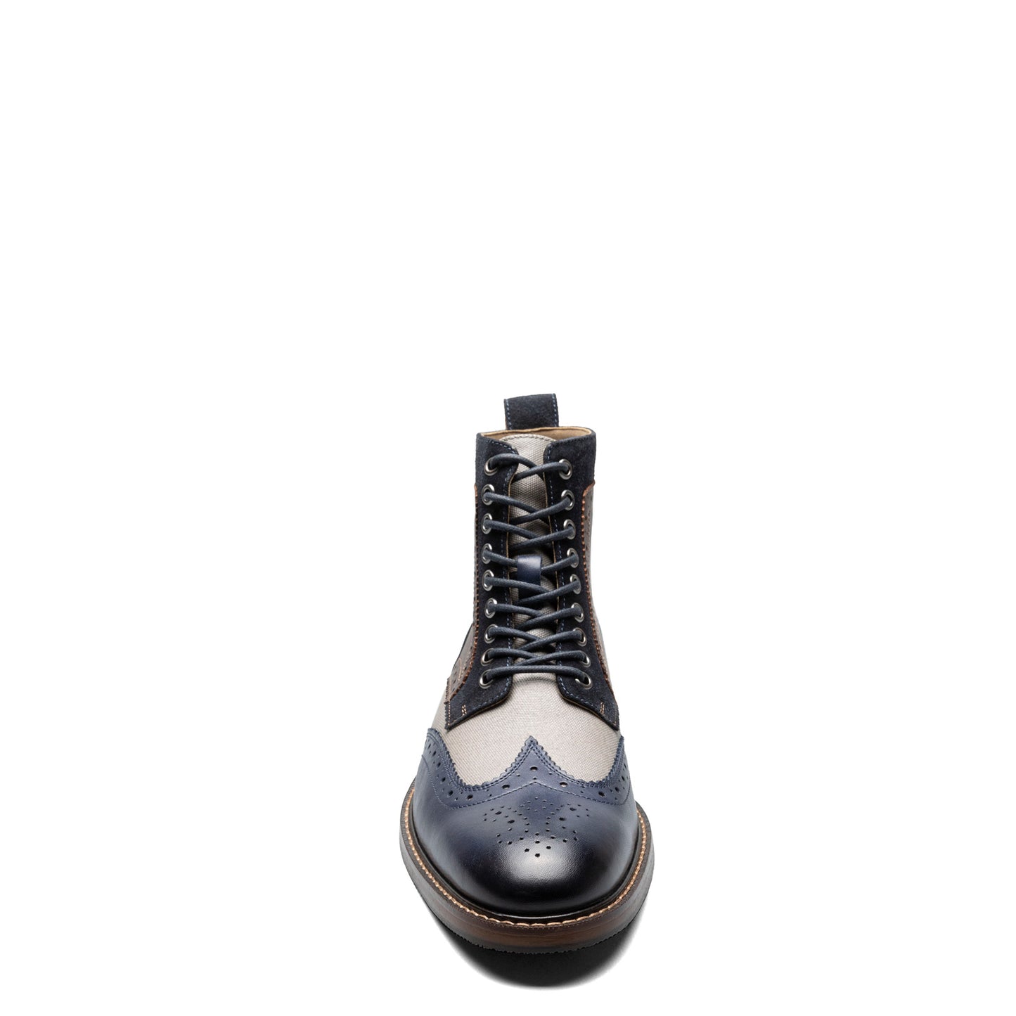 Peltz Shoes  Men's Stacy Adams Finnegan Wingtip Lace Up Boot Navy Multi 25427-492
